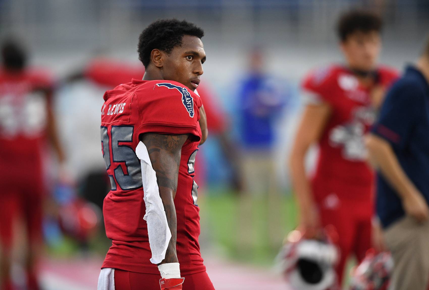 Rahsaan Lewis, the son of NFL legend Ray Lewis, could be headed to his third school in three years. Lewis played at Florida Atlantic last season. 