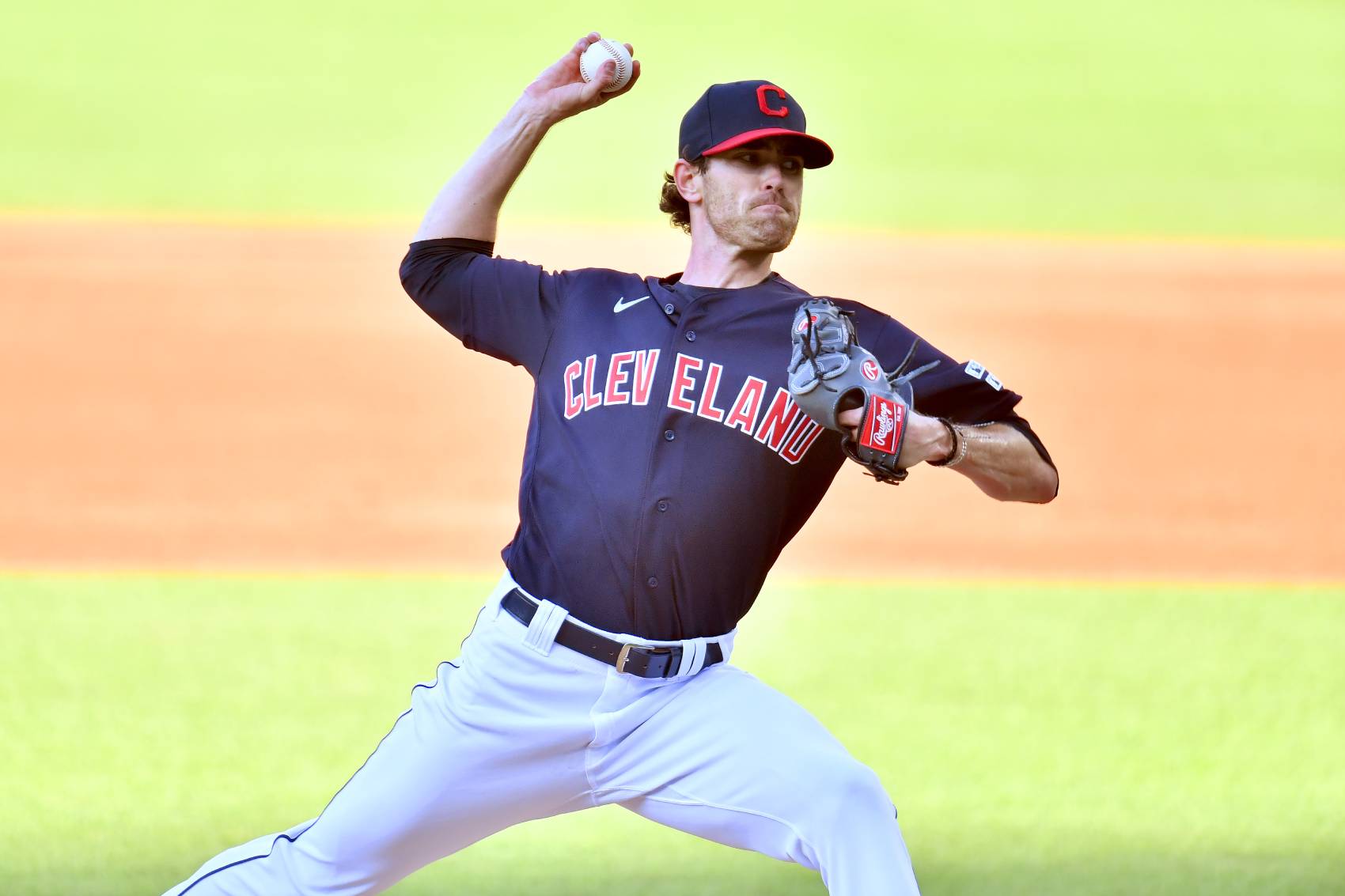 Shane Bieber and the Cleveland Indians wore their "Cleveland" jerseys on opening day instead of the white one with the "Indians" text.