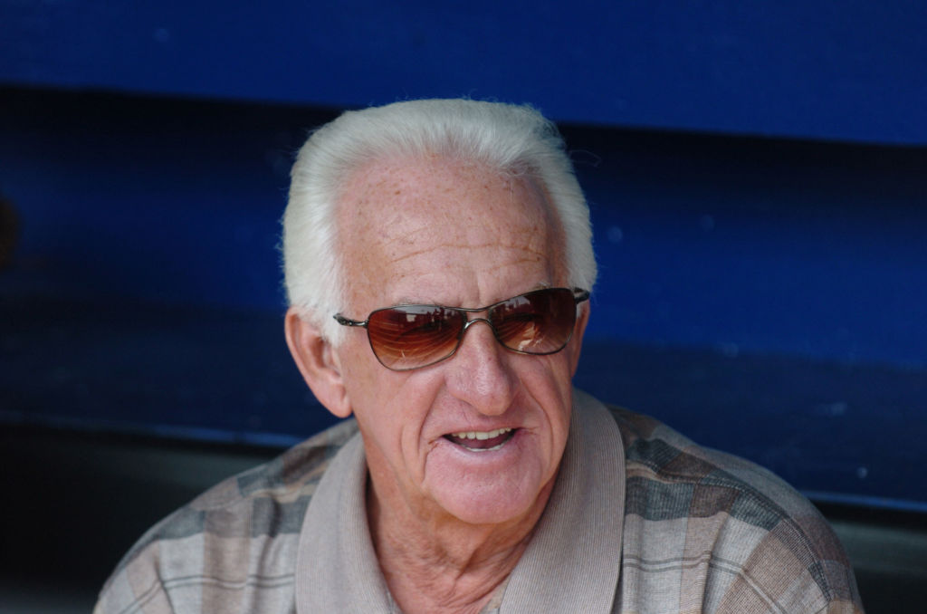 Sportscaster Bob Uecker with the Milwaukee Brewers