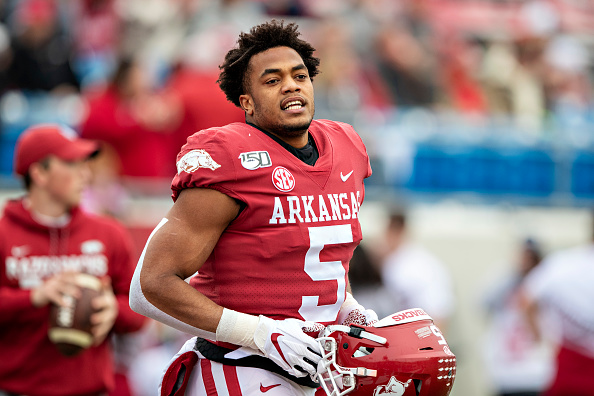 Rakeem Boyd playing football at Arkansas