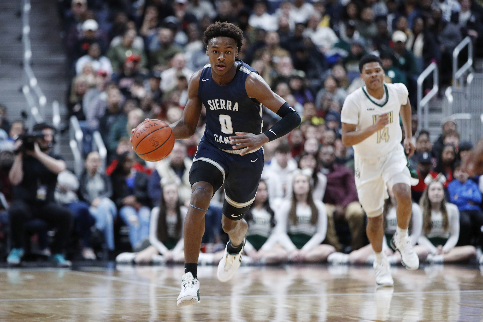 bronny james playing basketball