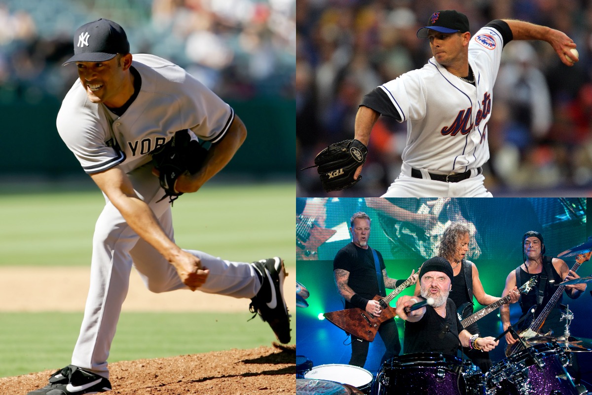Former New York Yankees closer Mariano Rivera (L) and Mets closer Billy Wagner (upper-right) found themselves in a bizarre feud involving Metallica in 2006.