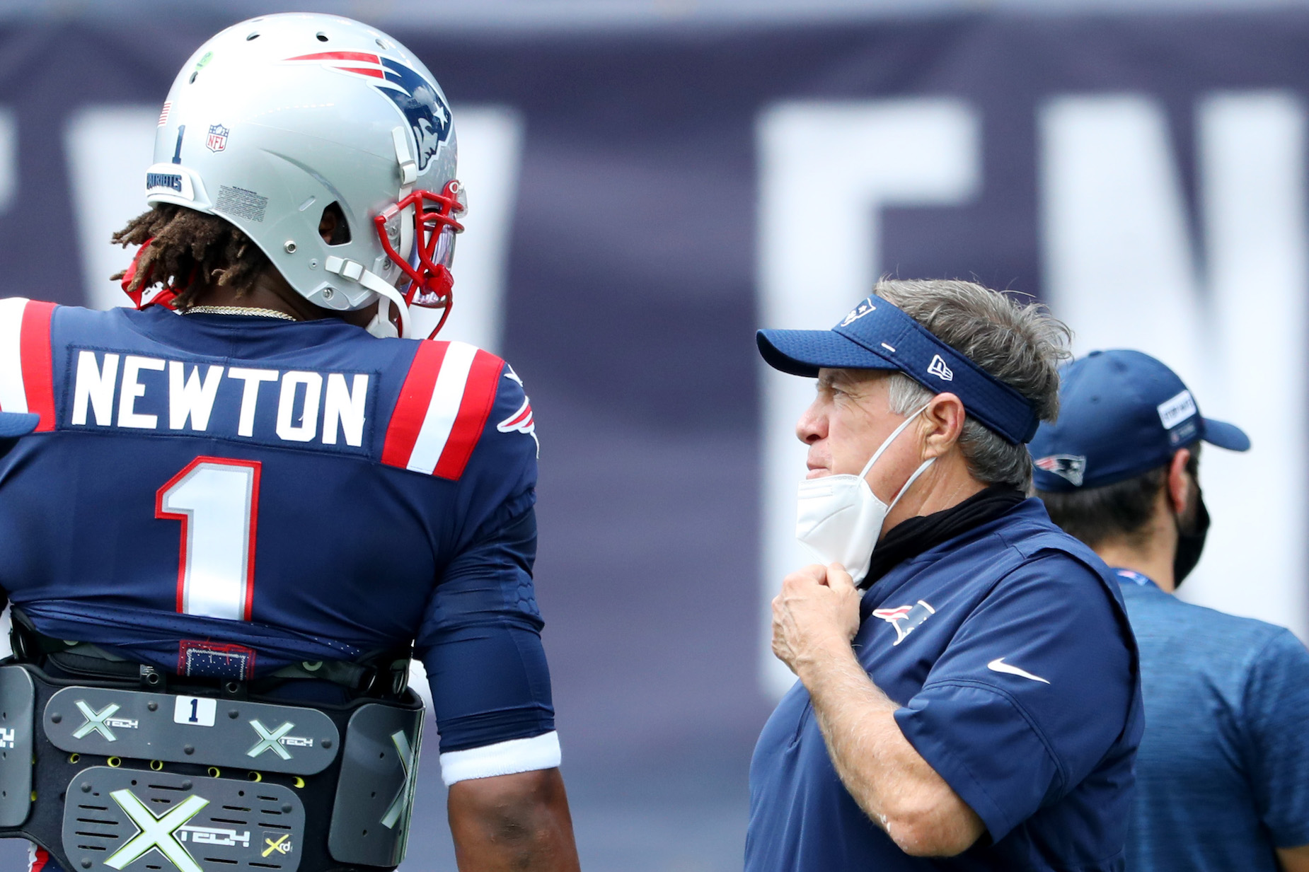 Patriots head coach Bill Belichick keeps praising Cam Newton's work ethic.