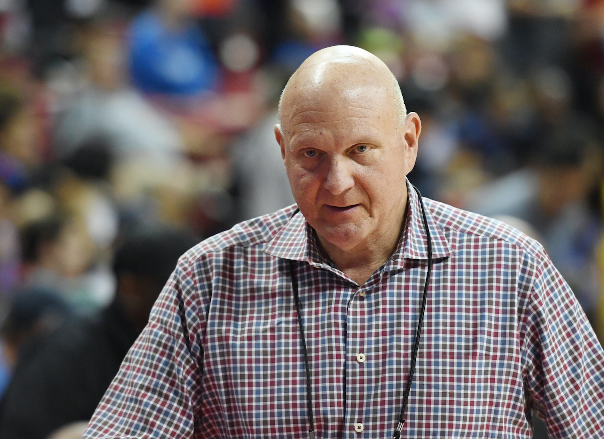 LA Clippers owner Steve Ballmer attends a game
