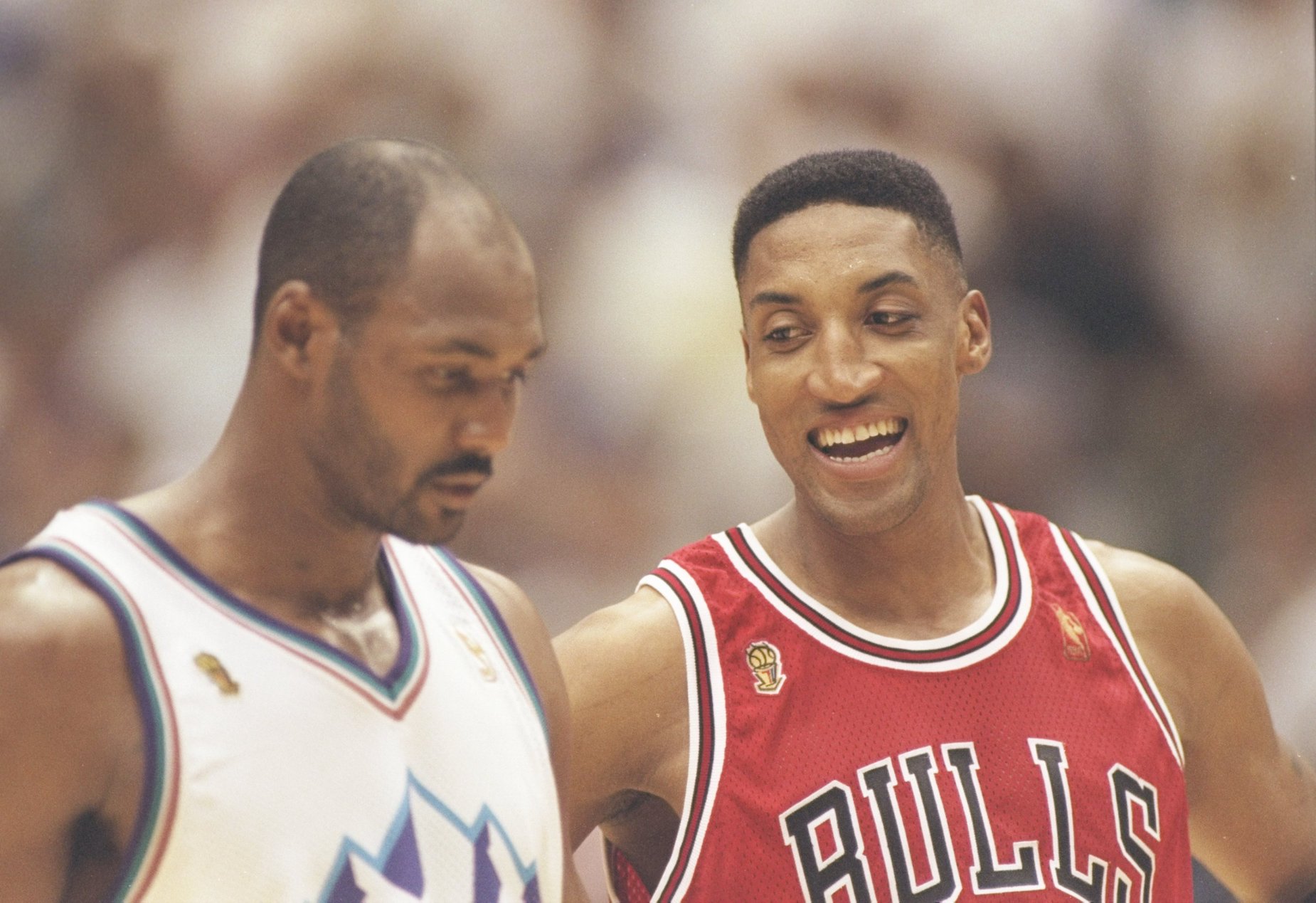 During his time with the Utah Jazz, Karl Malone had some memorable duels with Scottie Pippen and Michael Jordan.