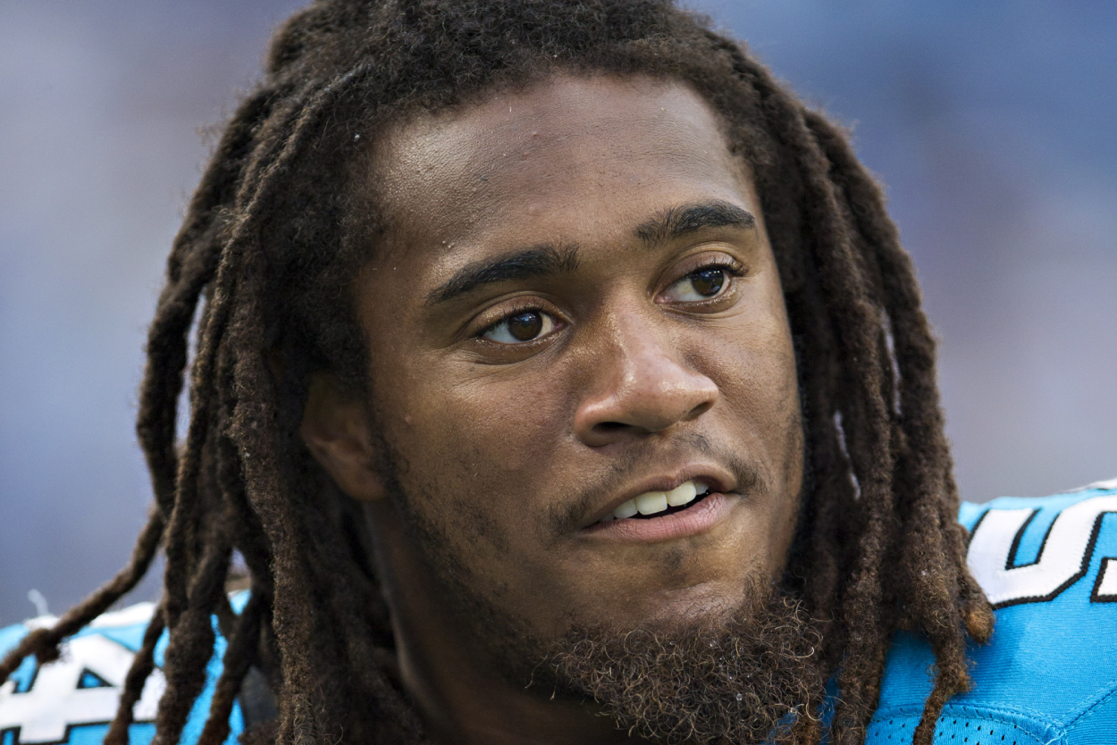 Shaq Thompson looks on during a Panthers game
