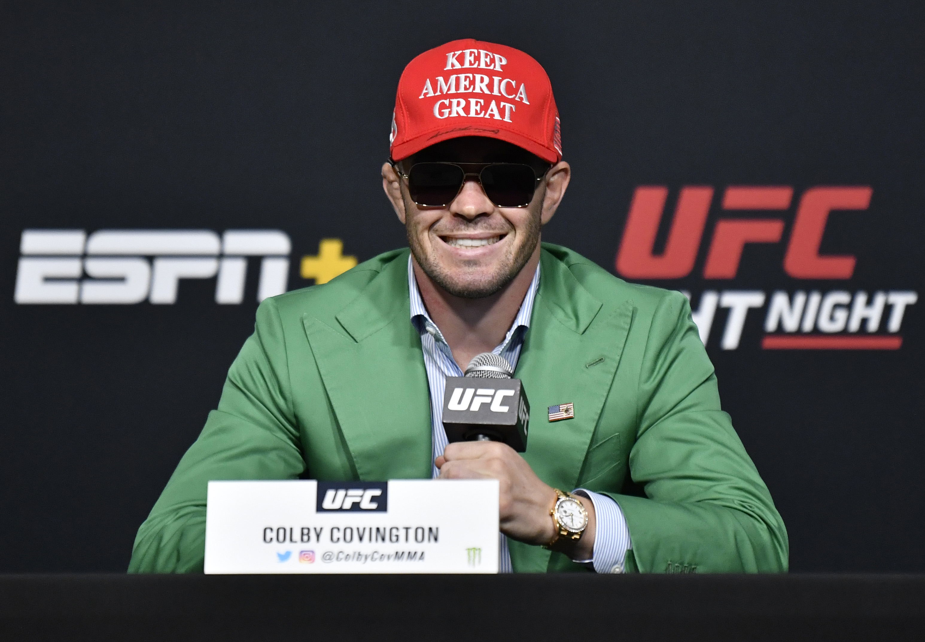 Colby Covington talking at a UFC press conference