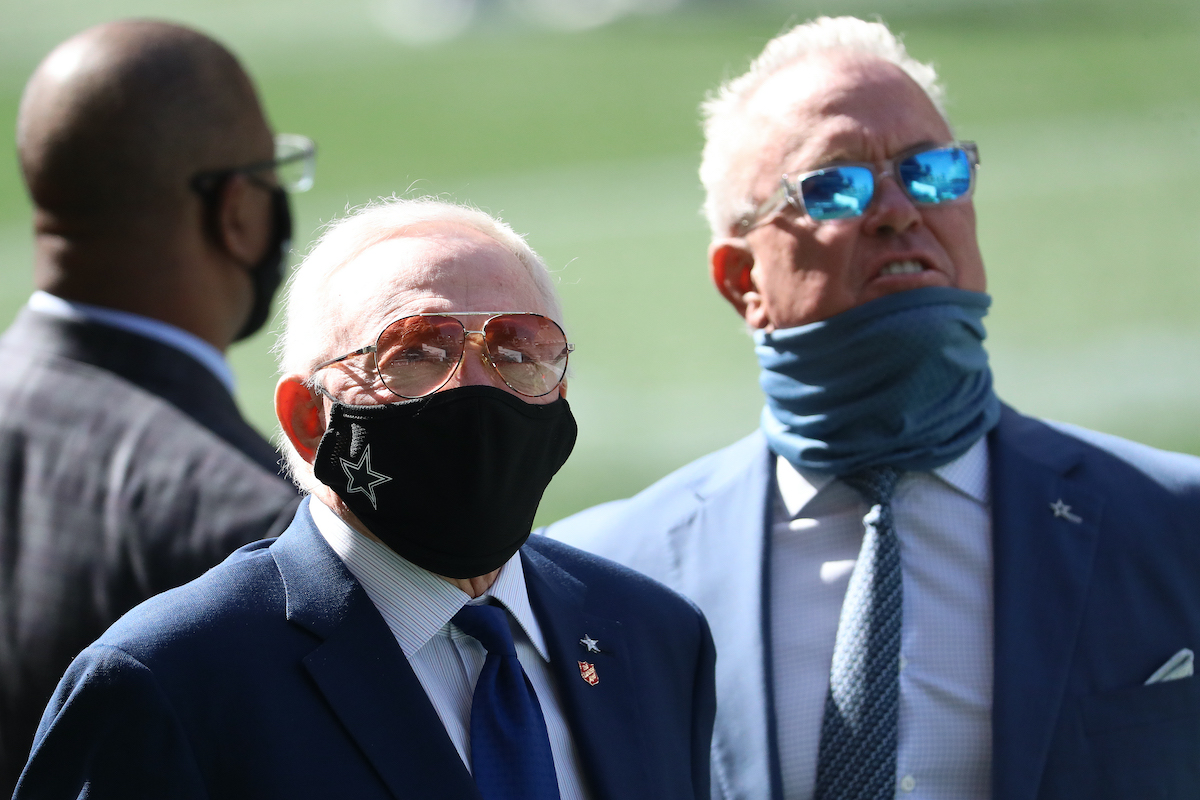 Cowboys owner Jerry Jones (L) and VP Stephen Jones