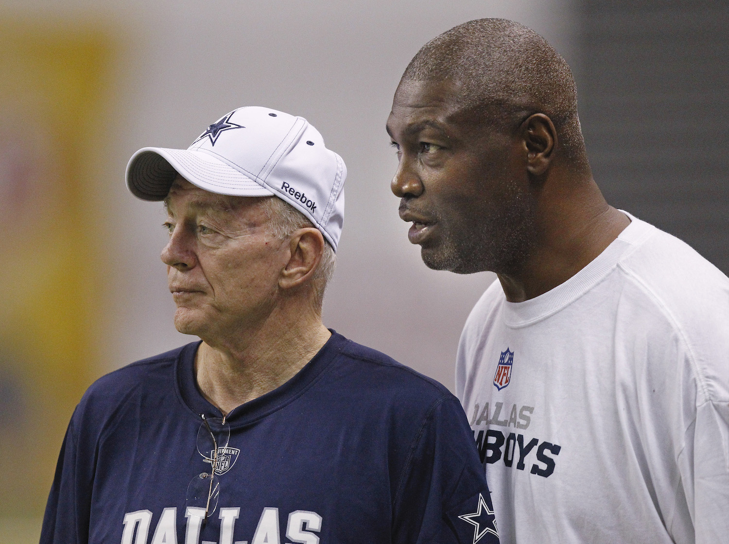 Dallas Cowboys owner Jerry Jones and Charles Haley