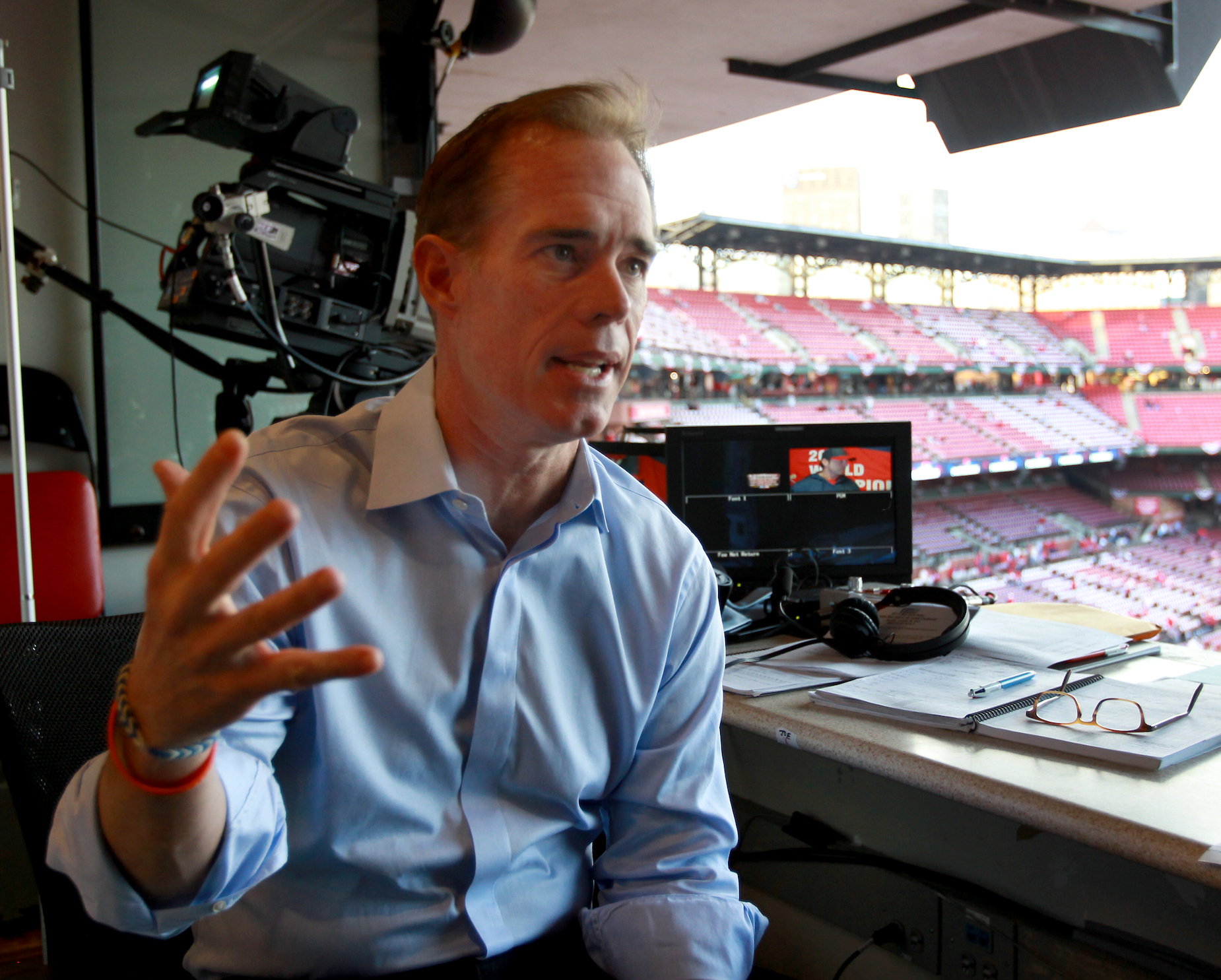 When he's feeling the heat during the Super Bowl or World Series, Joe Buck relies on a simple strategy to keep things in perspective.