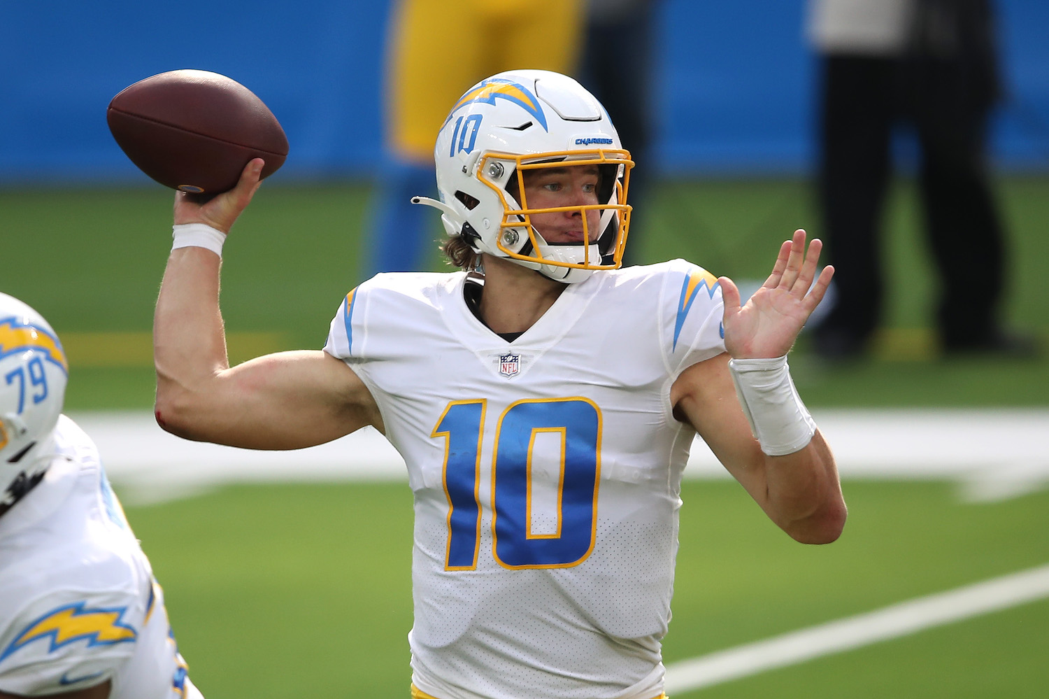 Justin Herbert #10 of the Los Angeles Chargers