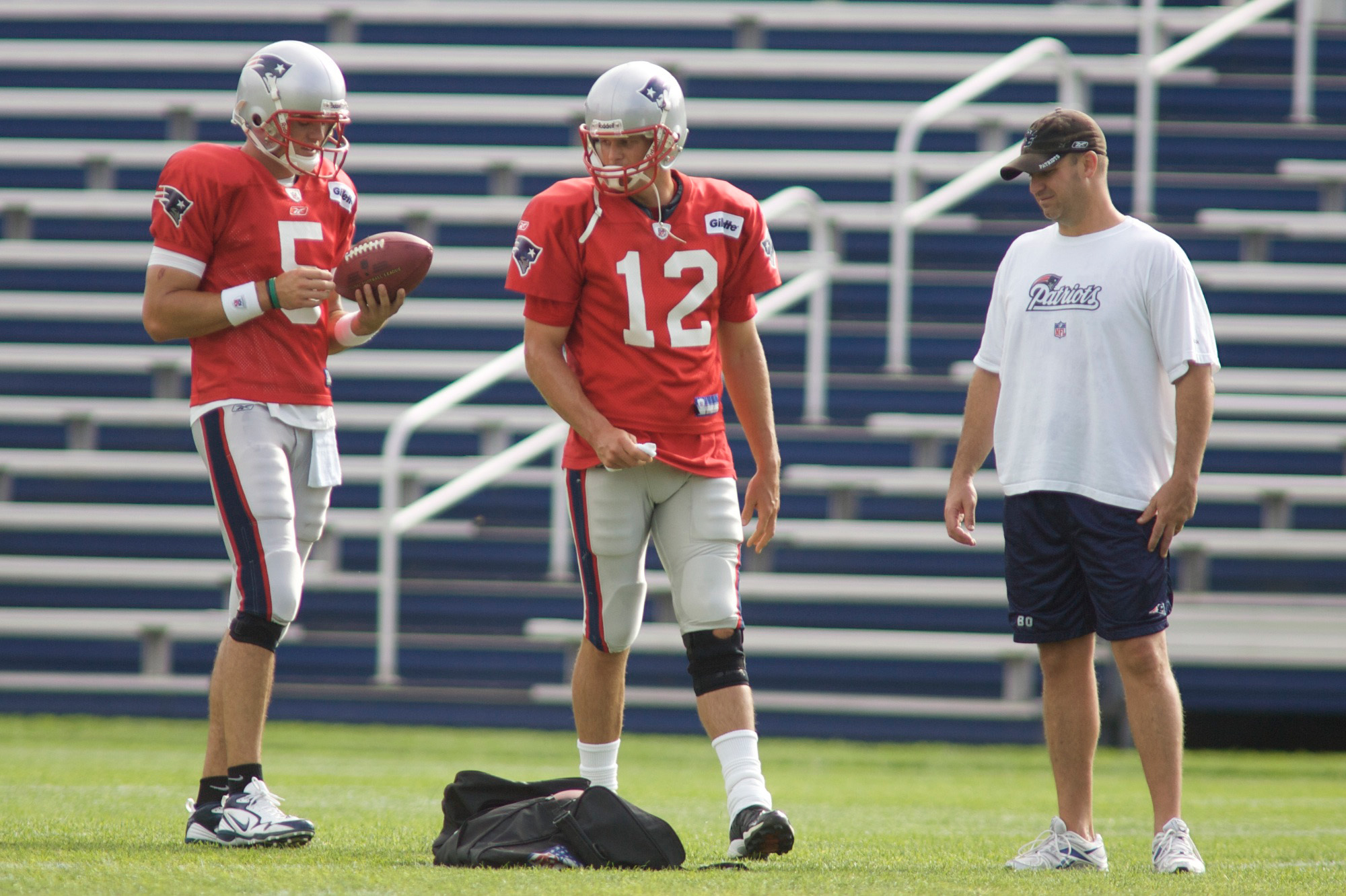 Tom Brady practicing with back-up Kevin O'Connell