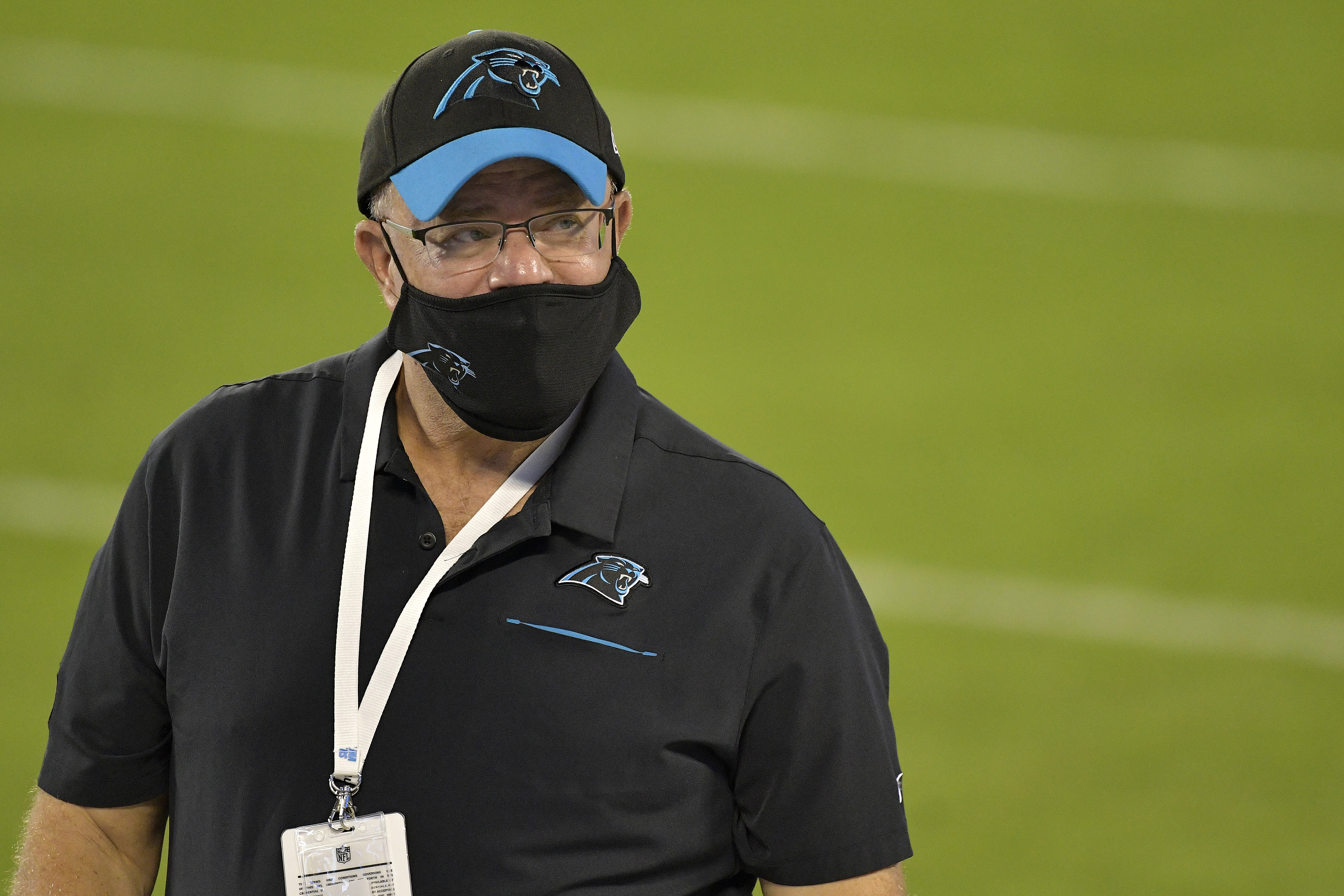 David Tepper, owner of the Carolina Panthers looks on during a skill