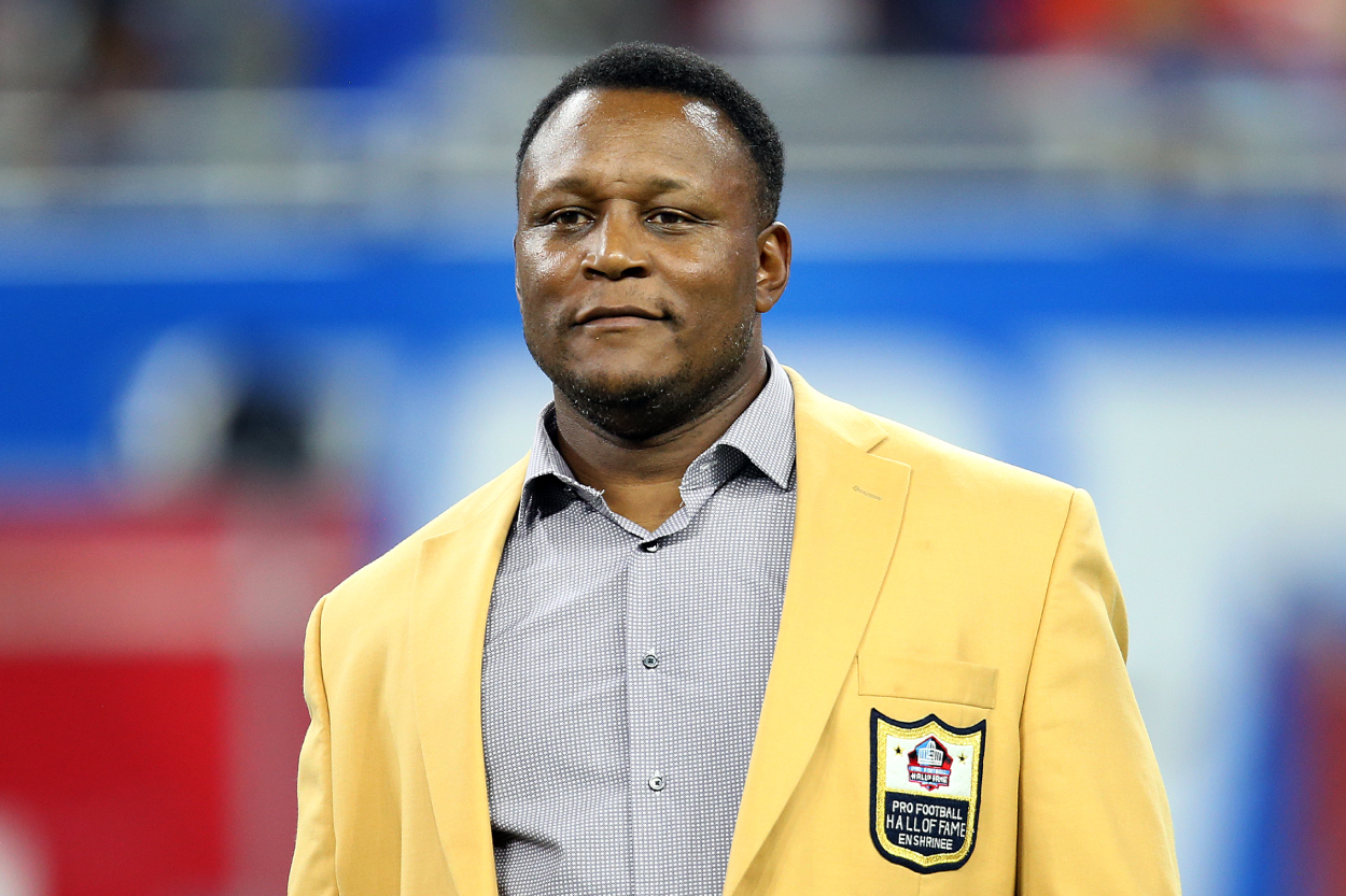 Barry Sanders being recognized at halftime of a Lions game