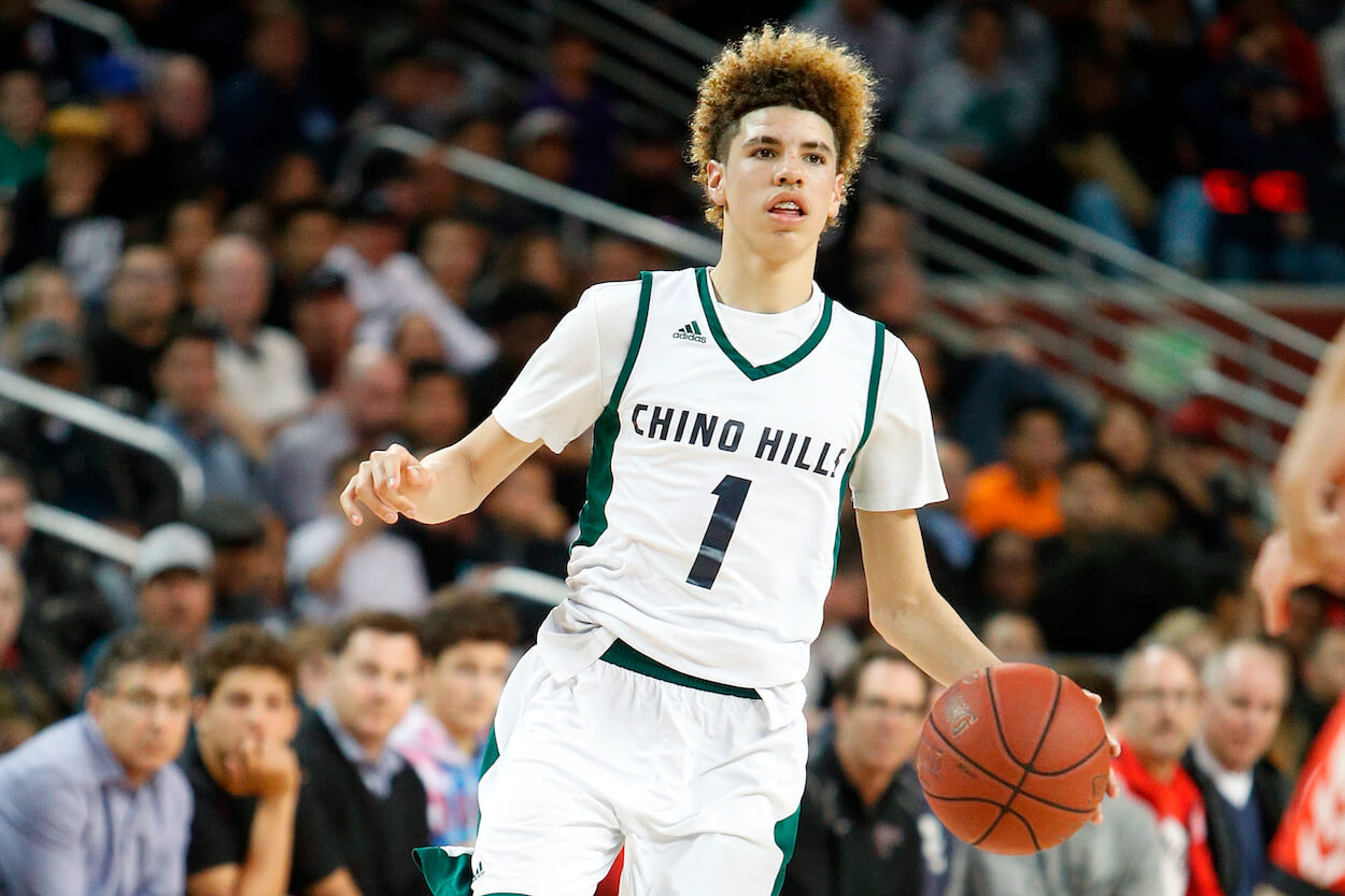 LaMelo Ball plays a game for Chino Hills High School.