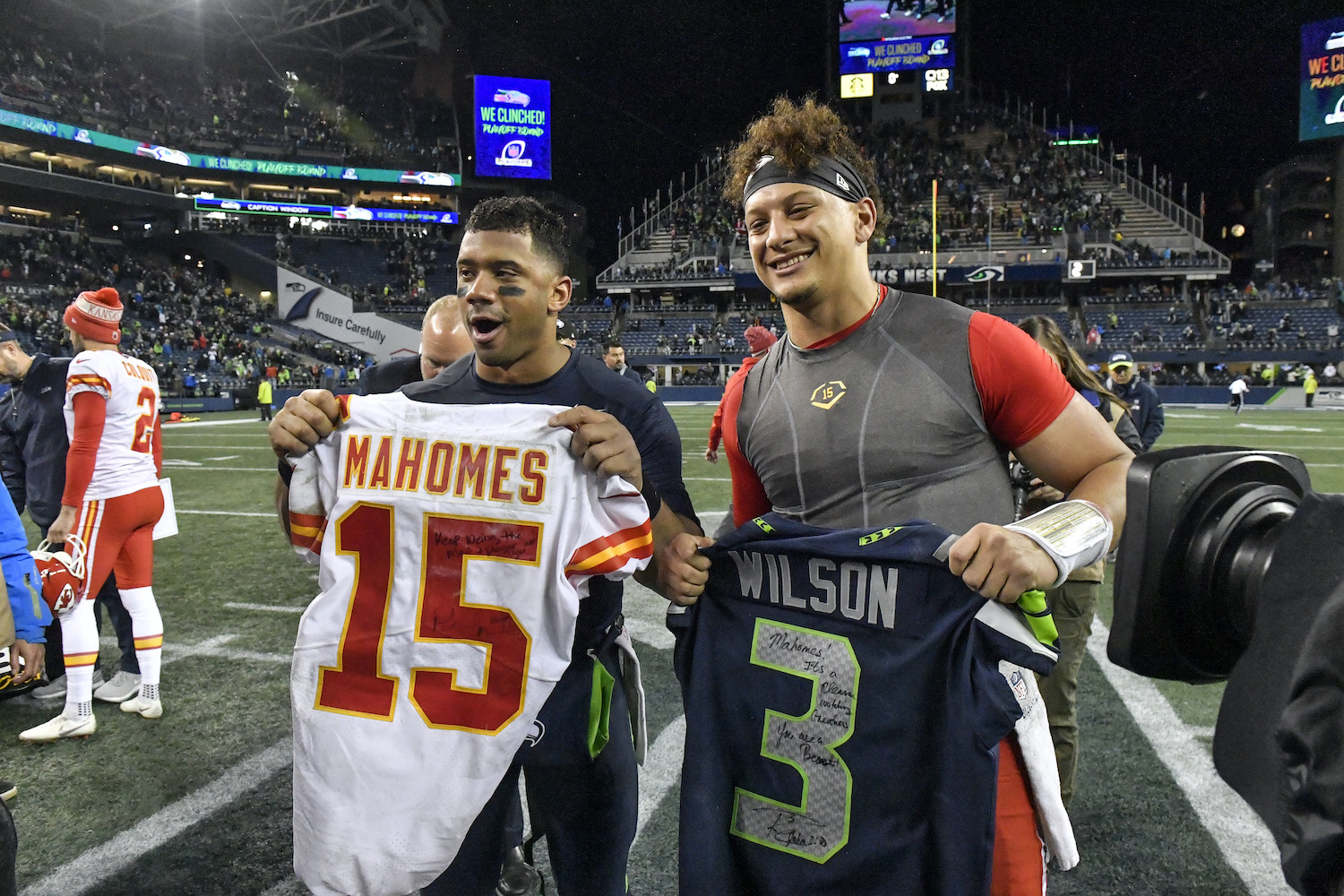 Russell Wilson's stellar play makes him a leading NFL MVP candidate, but Patrick Mahomes is complicating the race.