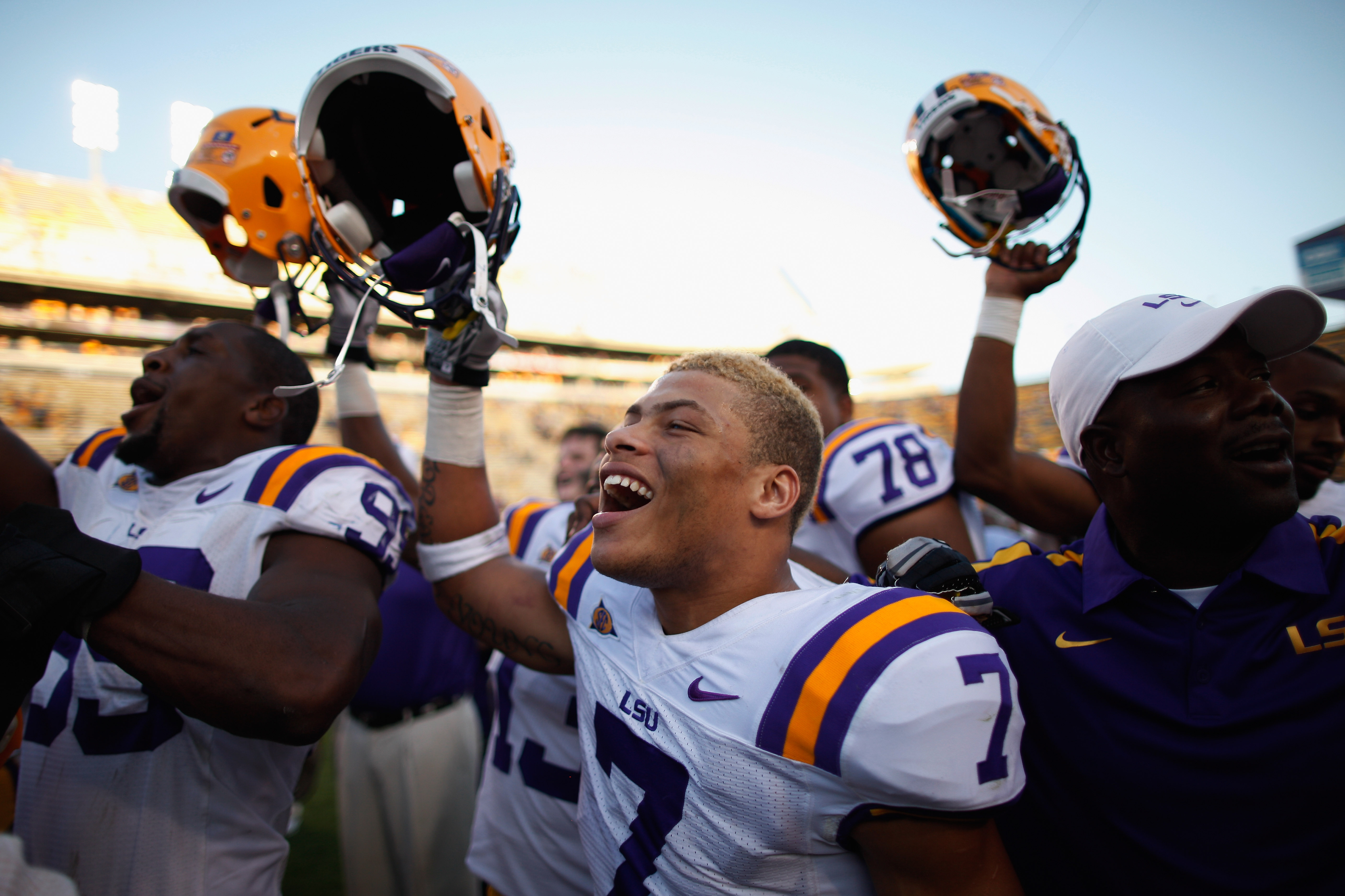 Tyrann Mathieu of the LSU Tigers celebrates