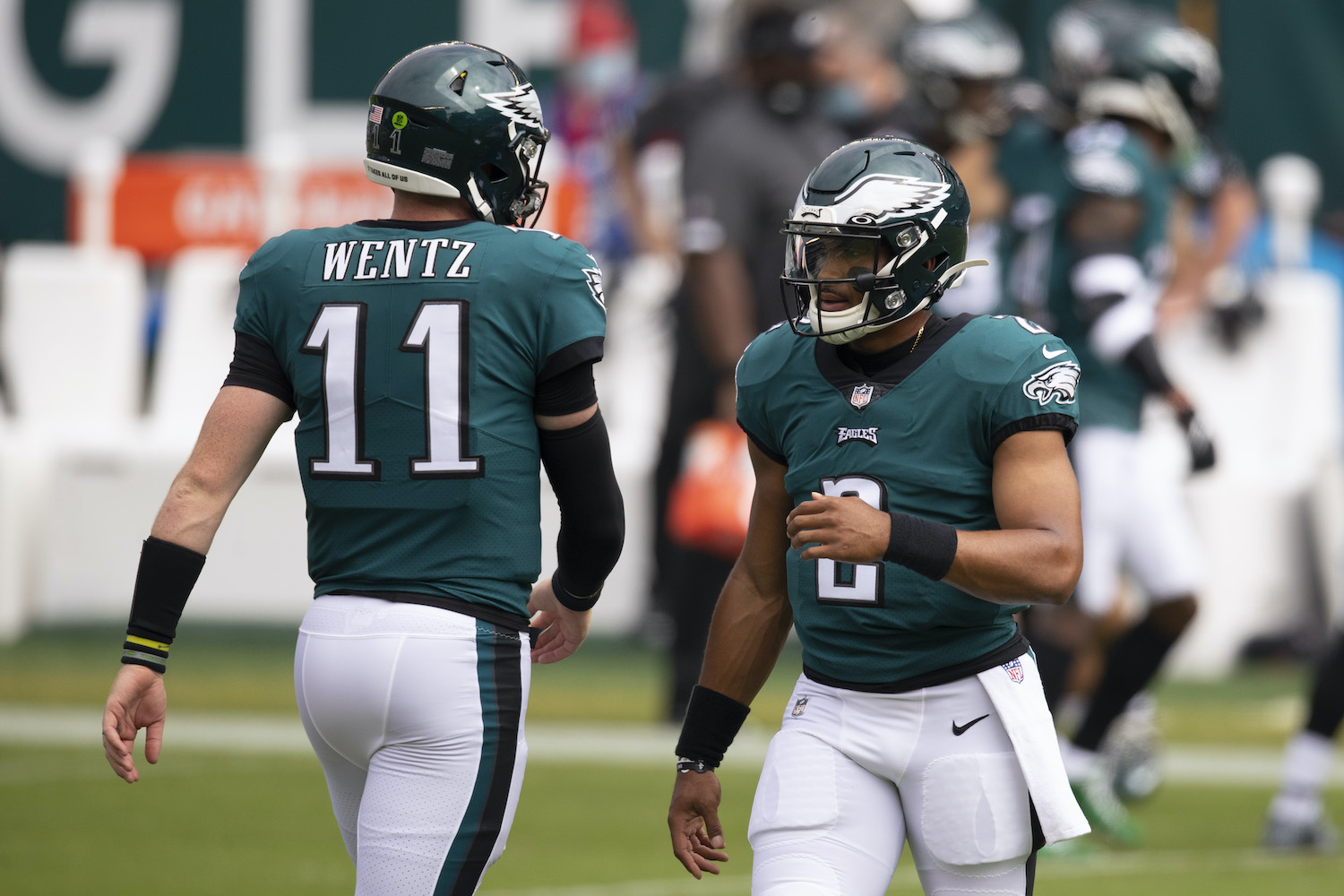 Carson Wentz has been mediocre and Jalen Hurts has been lightly used as the Eagles struggle to figure out their QB situtation.