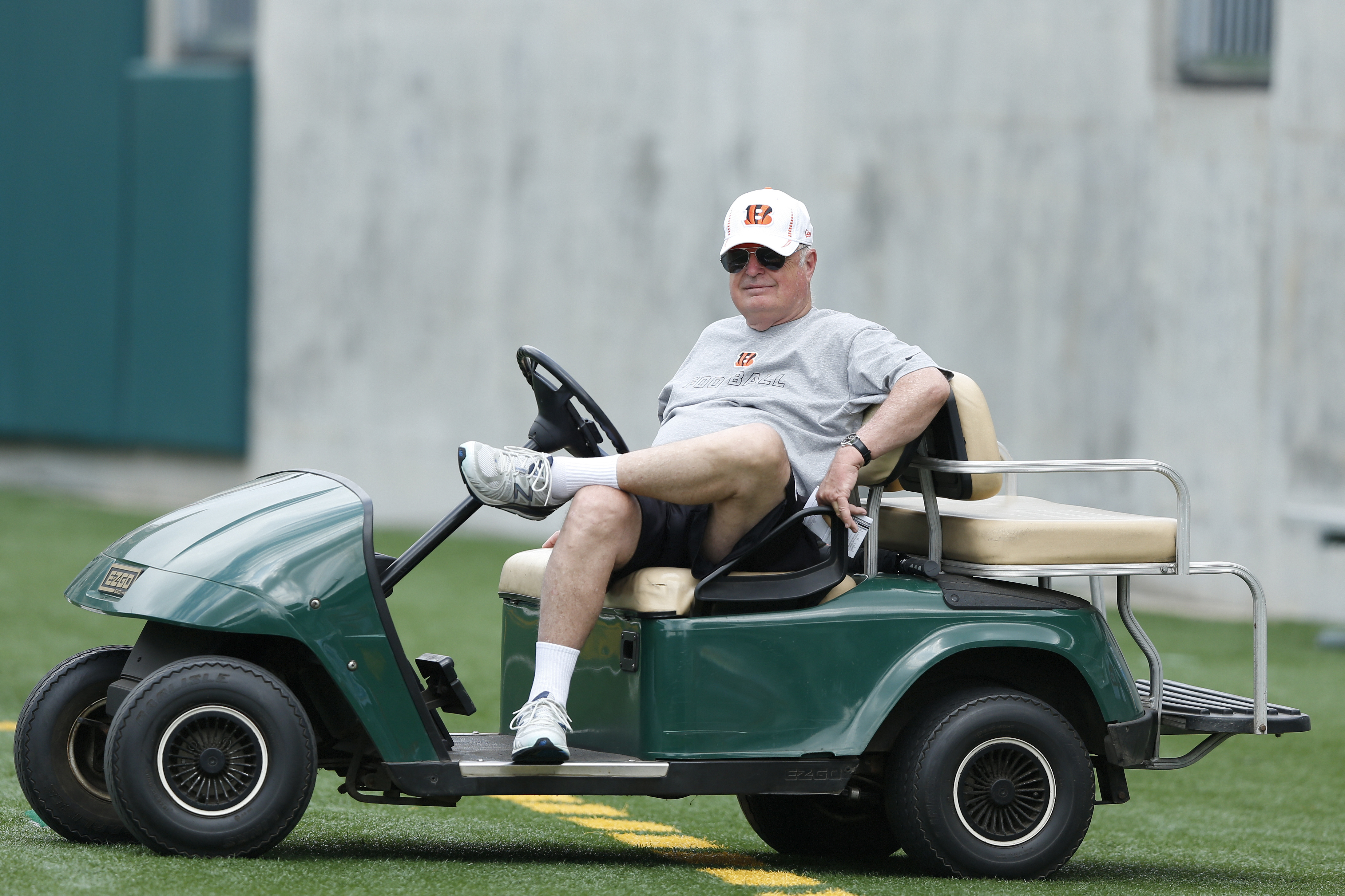 Bengals owner Mike Brown looks on during an organized team activity