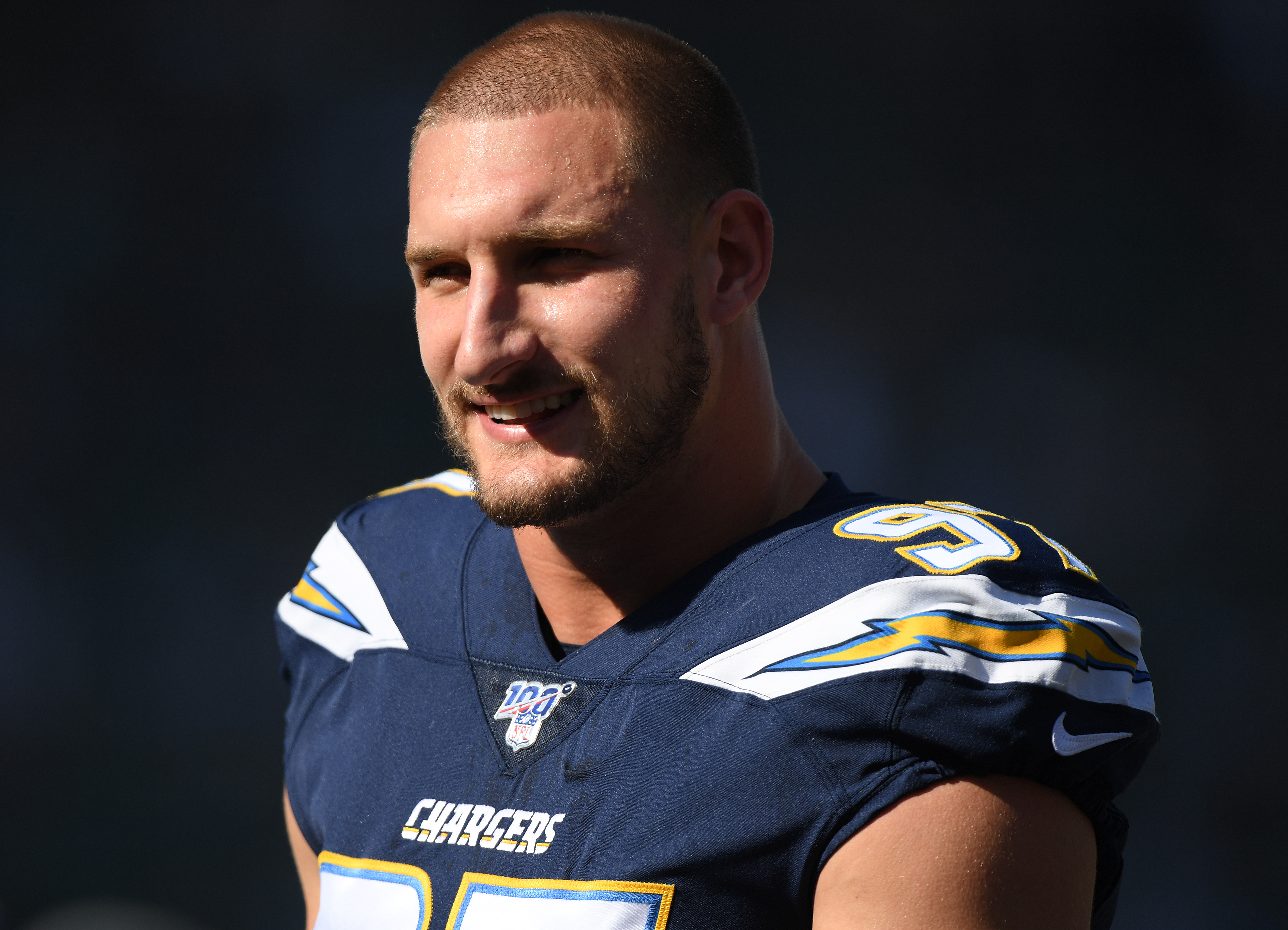Joey Bosa of the Los Angeles Chargers before a game