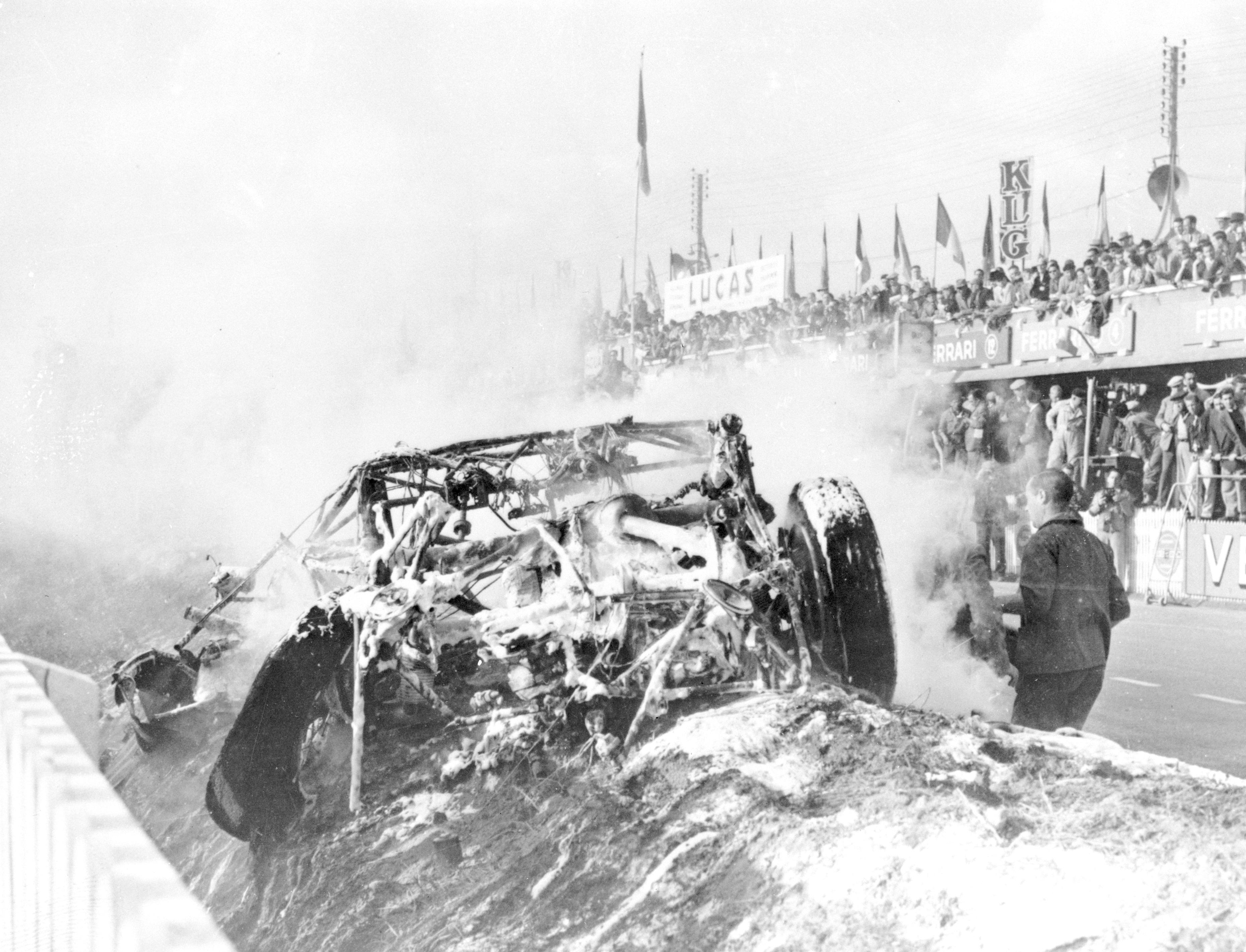 Wreckage at Le Mans in 1955