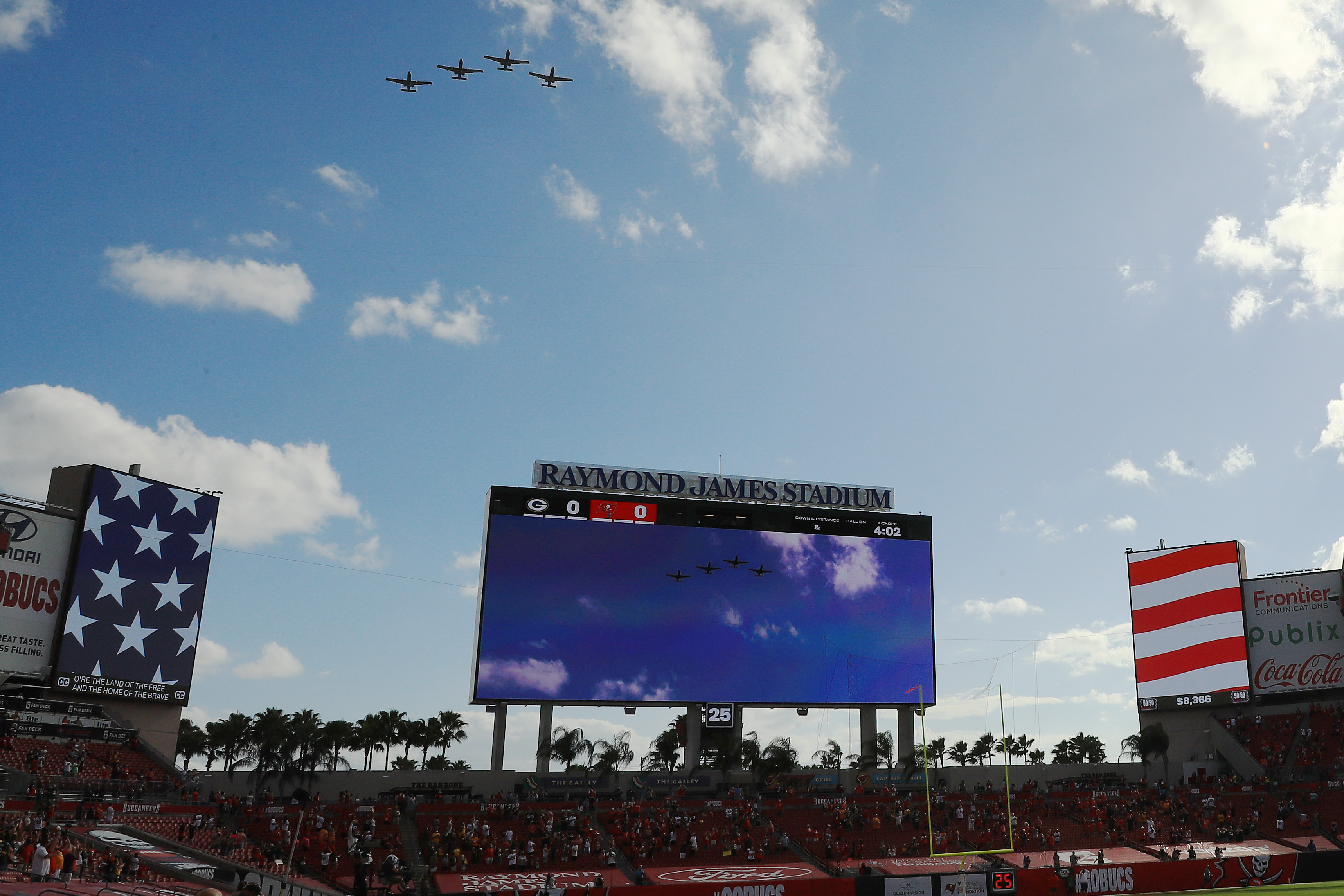 Military flyover at Raymond James Stadium