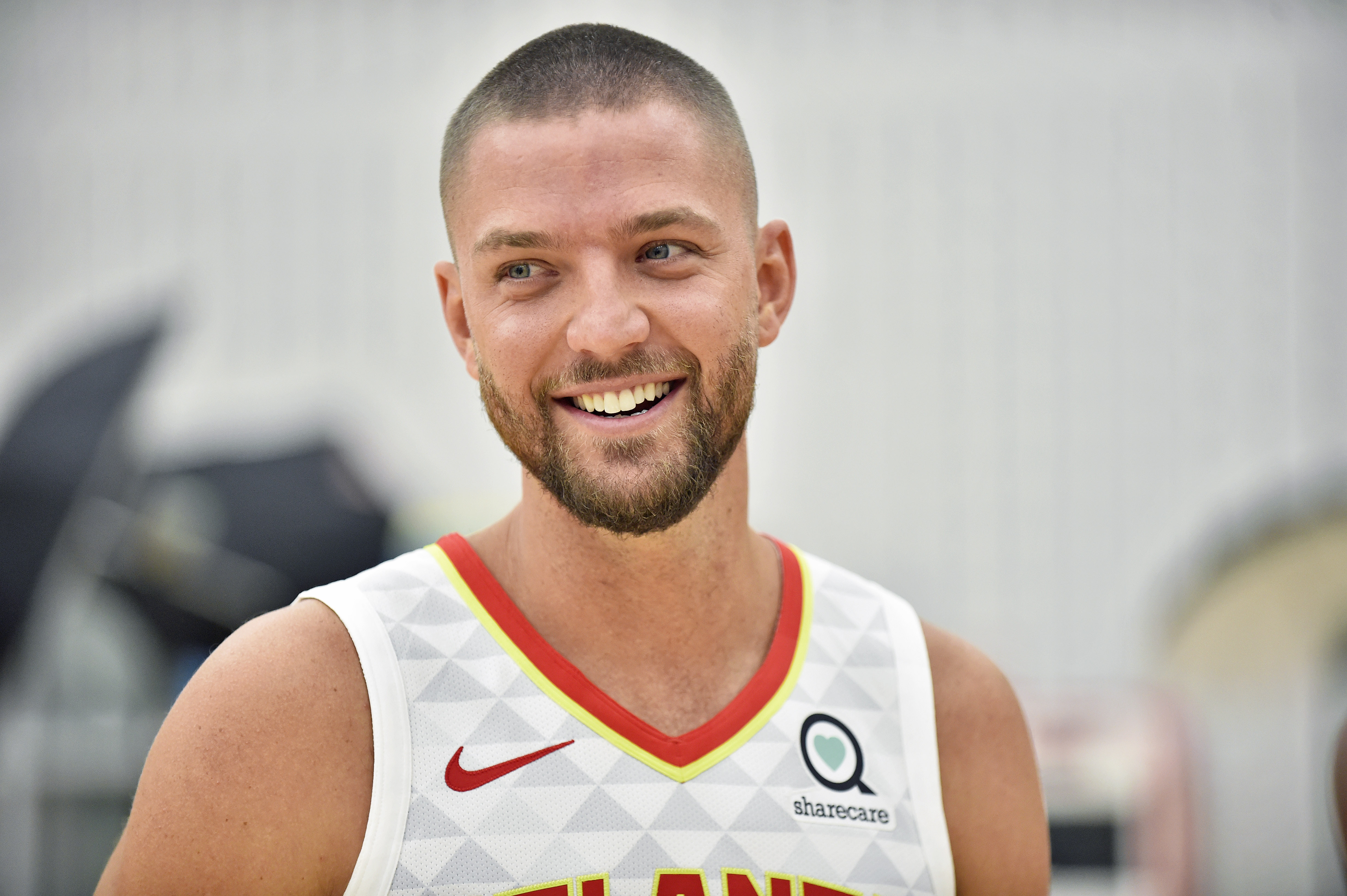 Hawks forward Chandler Parsons talks with reporters