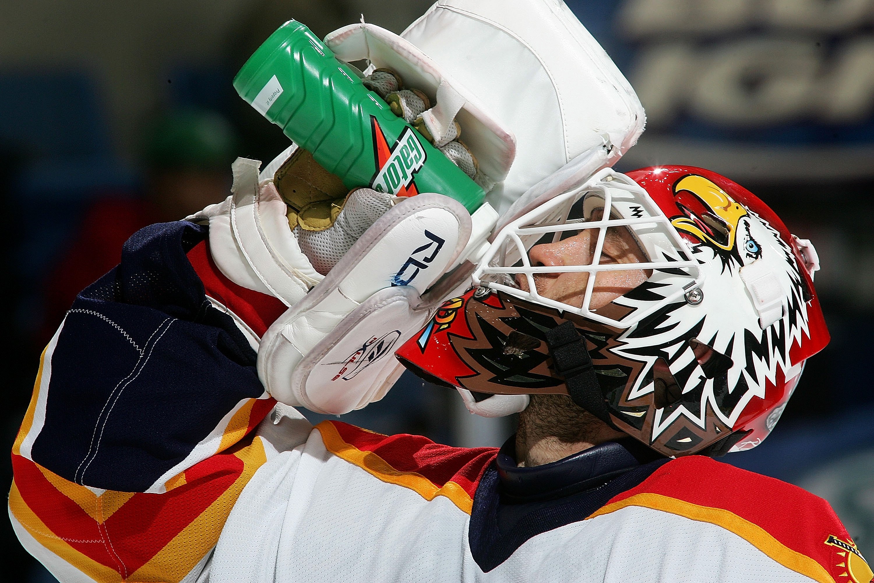 Goalie Ed Belfour of the Dallas Stars looks on during a game against