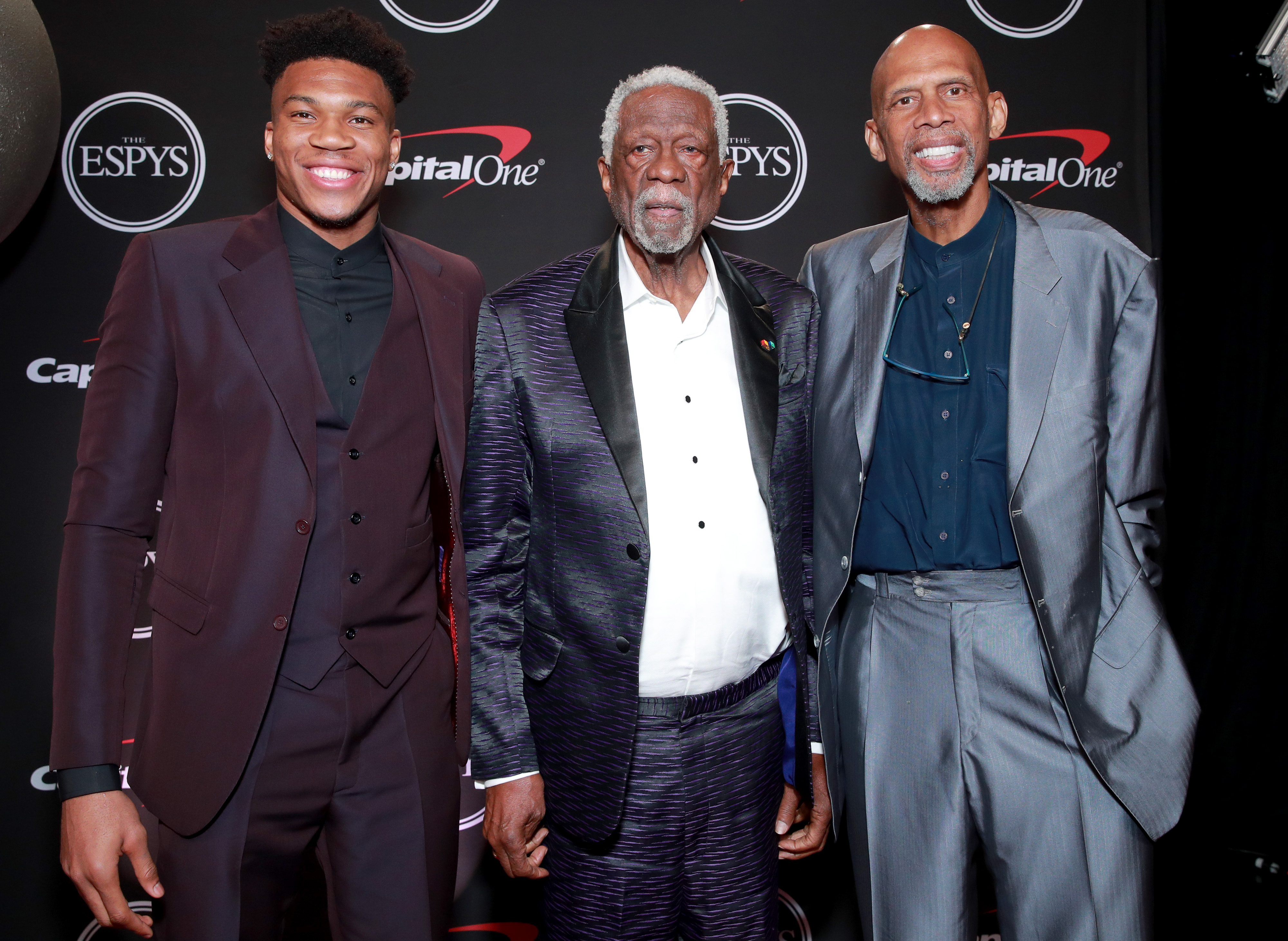 Giannis Antetokounmpo, Bill Russell, and Kareem Abdul-Jabbar