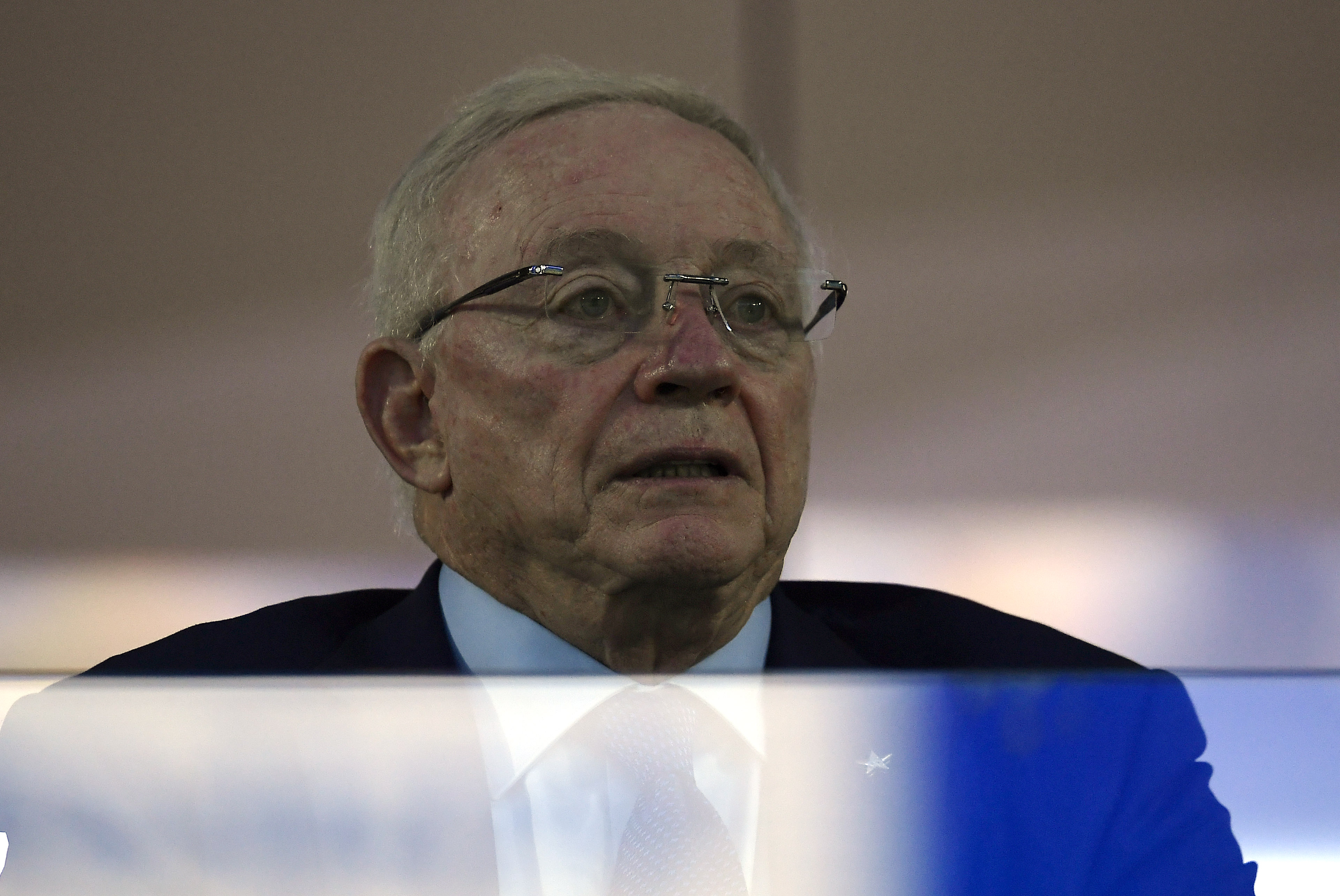 Jerry Jones watching a Cowboys game from his owners box