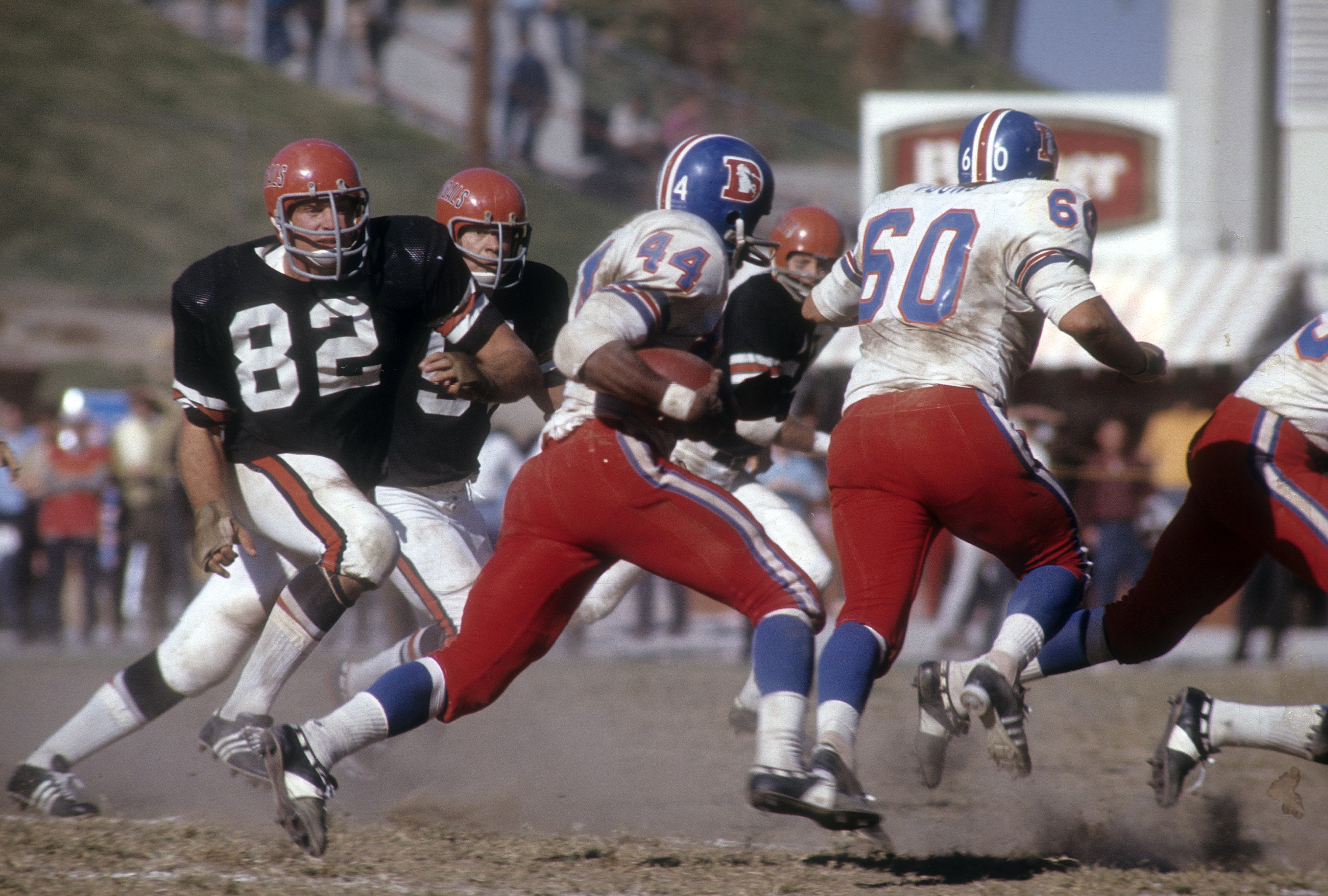 Running back Floyd Little of the Denver Broncos carries the ball