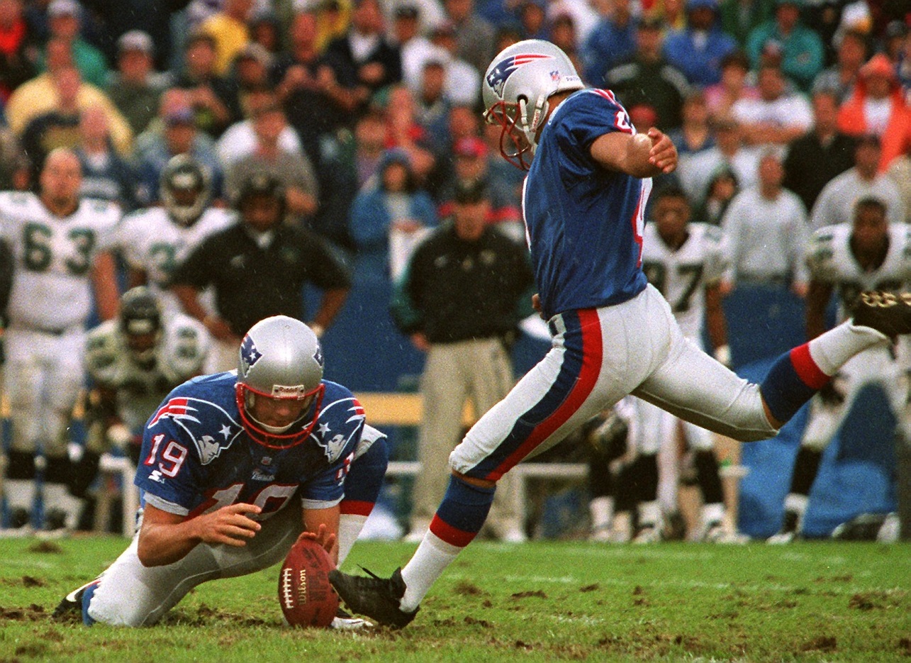 New England Patriots kicker Adam Vinatieri, wearing the greatest jersey ever (don't @ me)