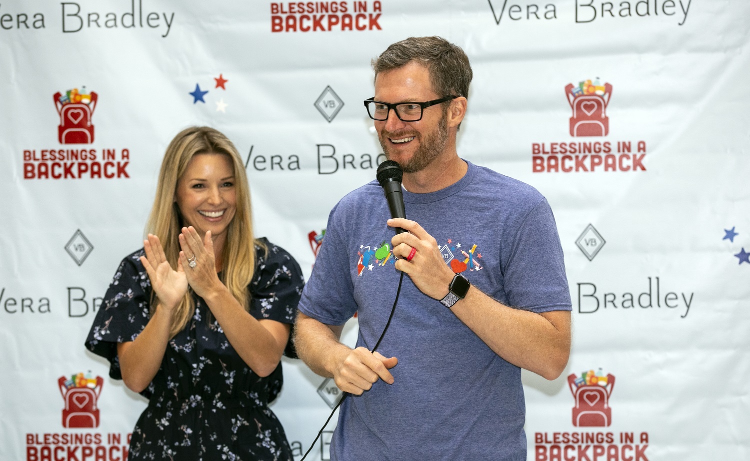 Dale Earnhardt Jr. and his wife Amy surprised students in Mooresville, North Carolina, in September 2019.