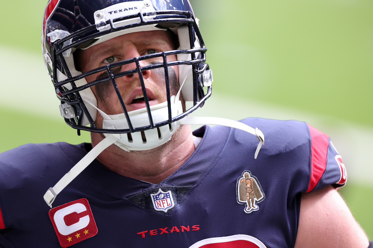 J.J. Watt of the Houston Texans looks on during a game against the Cincinnati Bengals