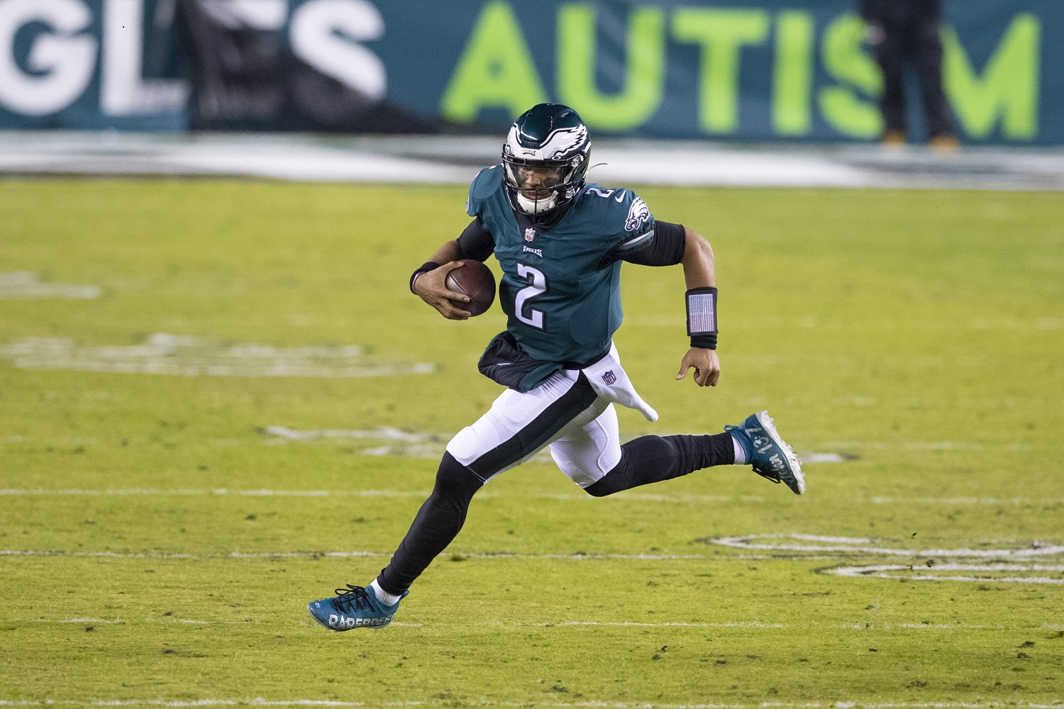 Jalen Hurts of the Philadelphia Eagles runs with the ball during a Jan. 3, 2021, NFL game