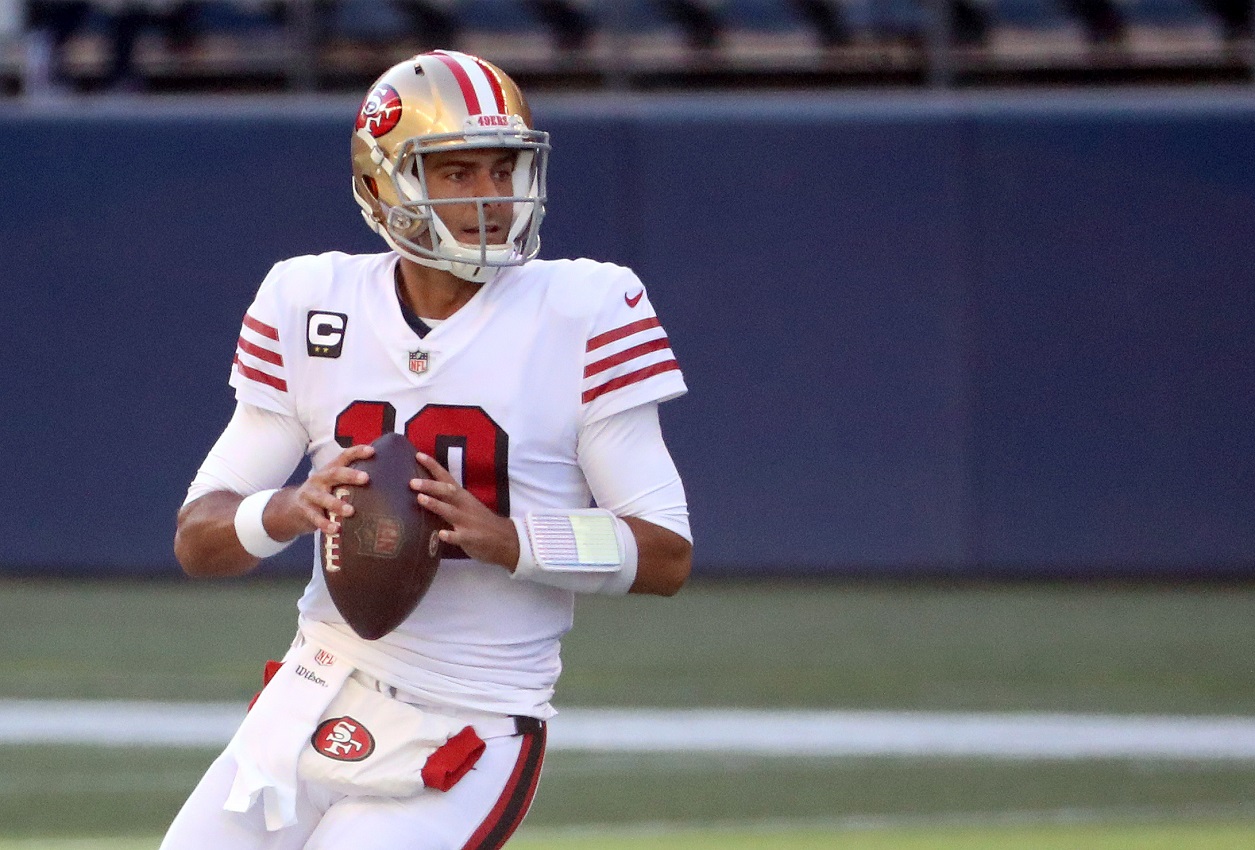 San Francisco 49ers QB Jimmy Garoppolo drops back to pass