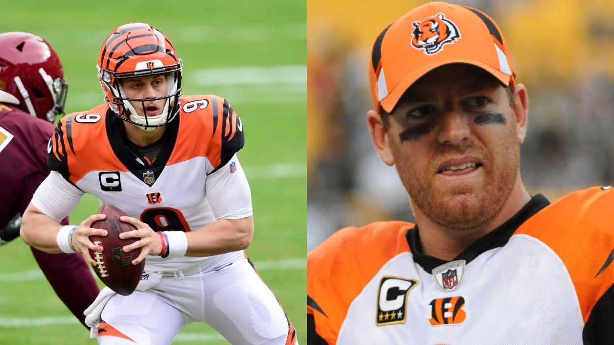 Joe Burrow suffered a season-ending knee injury with the Bengals. However, Carson Palmer thinks it happened just "at the right time."