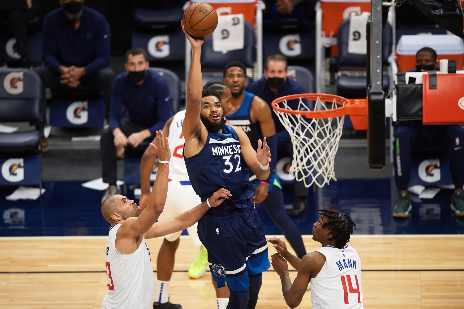 Karl-Anthony Towns returned to action for the NBA's Minnesota Timberwolves on Feb. 10, 2021.