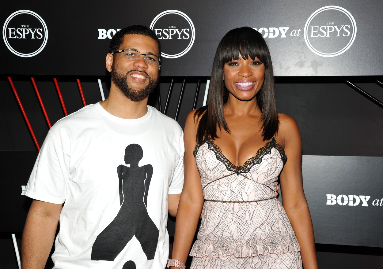 ESPN announcers Michael Smith (L) and Cari Champion in 2017.