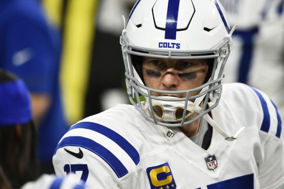 Colts quarterback Philip Rivers looks on against the Las Vegas Raiders.