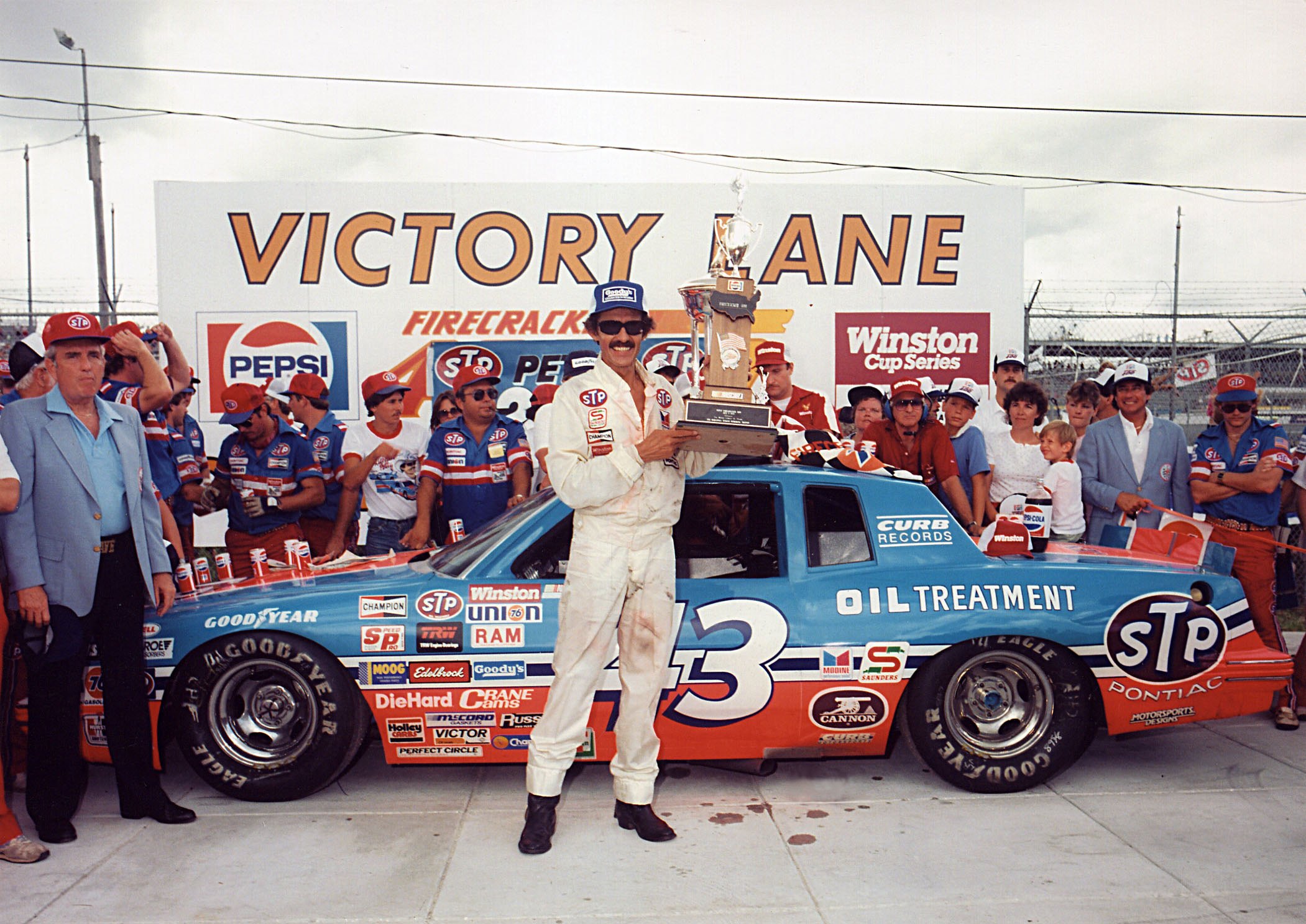 Richard Petty celebrates his 200th NASCAR Cup Series win on July 4, 1984
