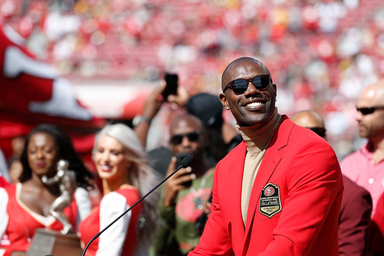 Terrell Owens at his 49ers Hall of Fame ceremony