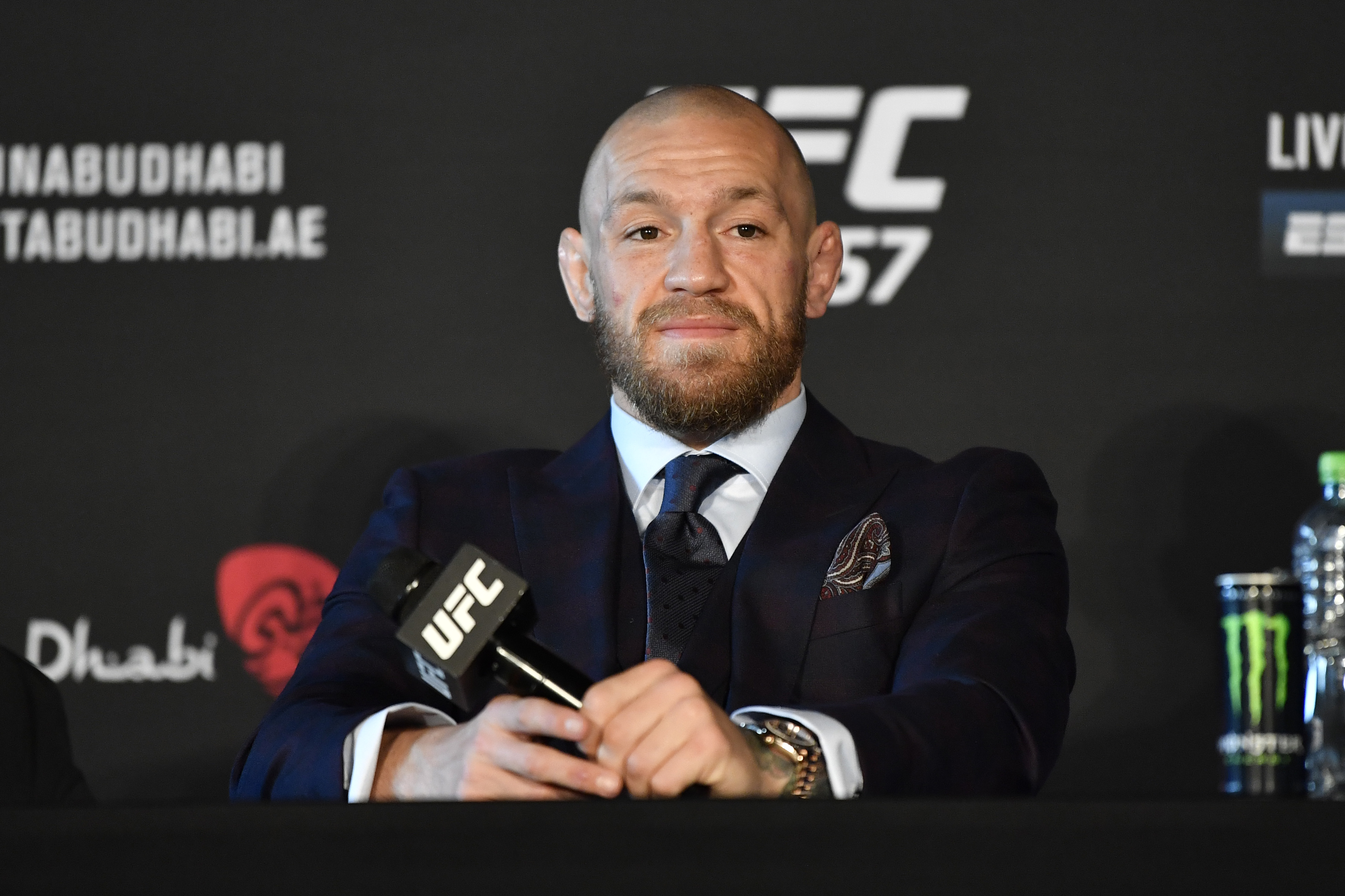 Conor McGregor addresses the media after UFC 257