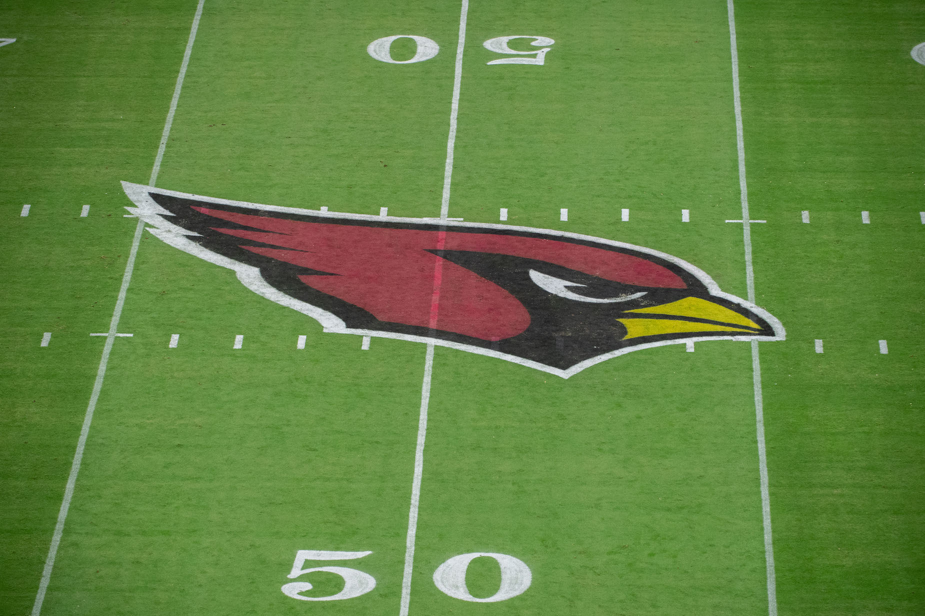 The on-field logo of the Arizona Cardinals, who recently landed J.J. Watt in free agency.