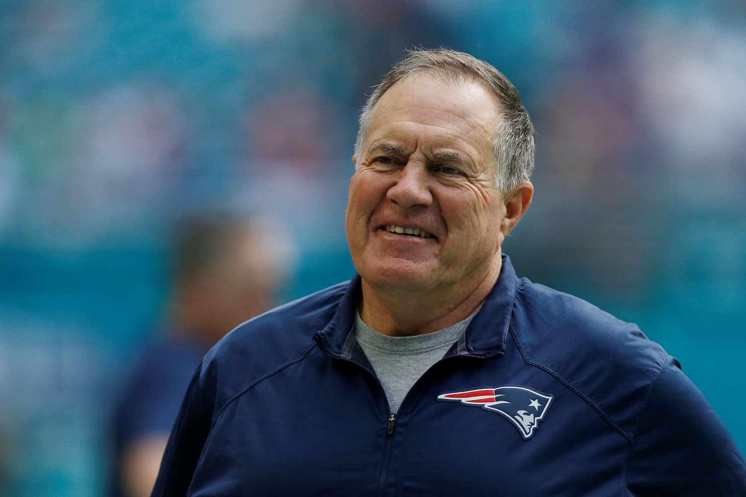 Head coach Bill Belichick of the New England Patriots looks on prior to the game against the Miami Dolphins at Hard Rock Stadium on Dec. 9, 2018.