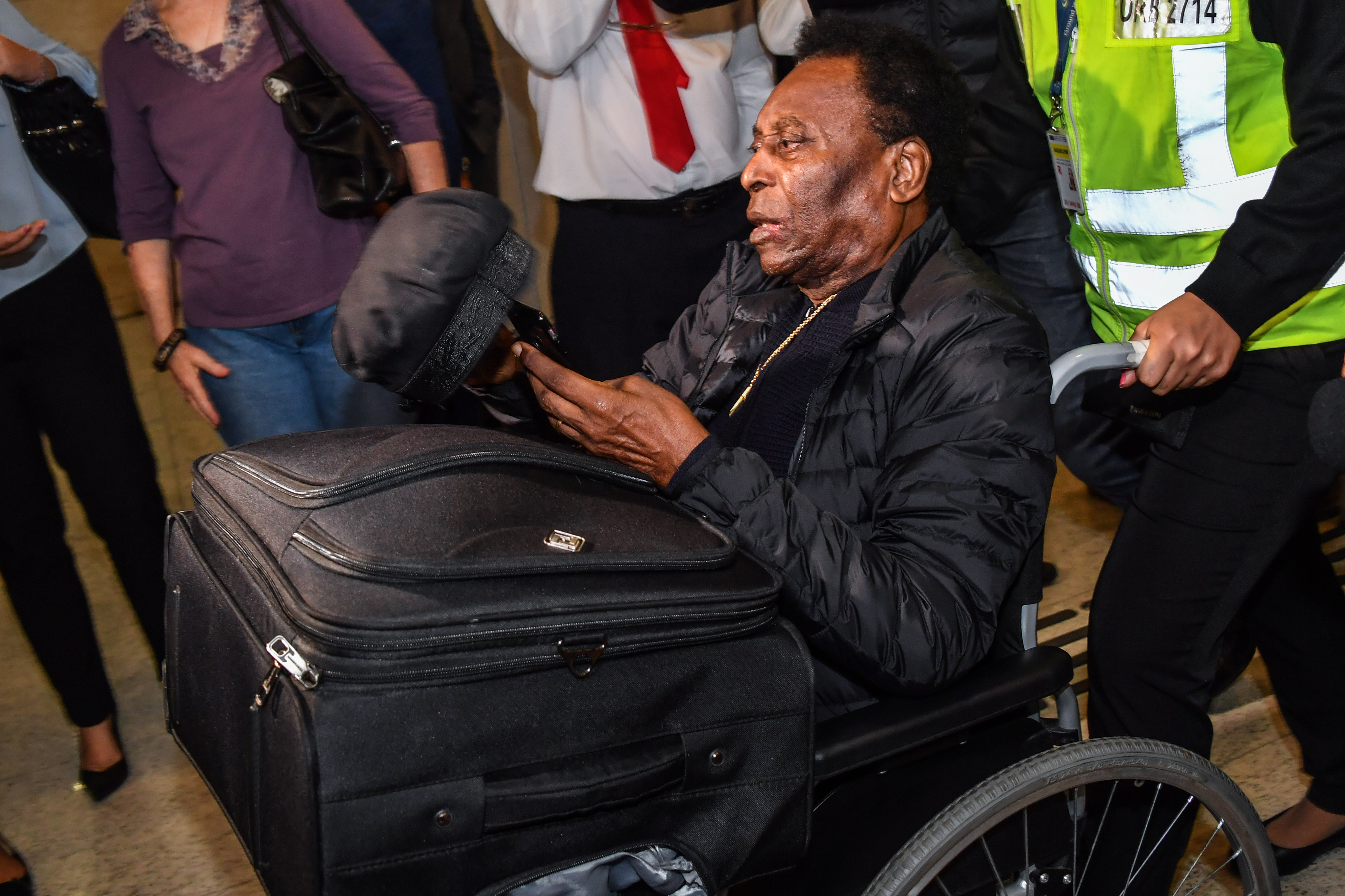 Brazilian soccer great Pelé arrives at Guarulhos International Airport in 2019