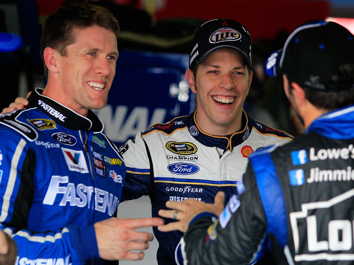 Carl Edwards and Brad Keselowski were cordial at the 2013 AAron's 499 four years after their feud started there.