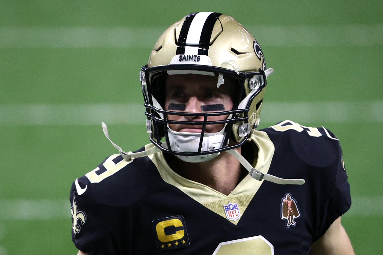 New Orleans Saints QB Drew Brees, who recently announced his plans to retire, in a playoff game against Bears.