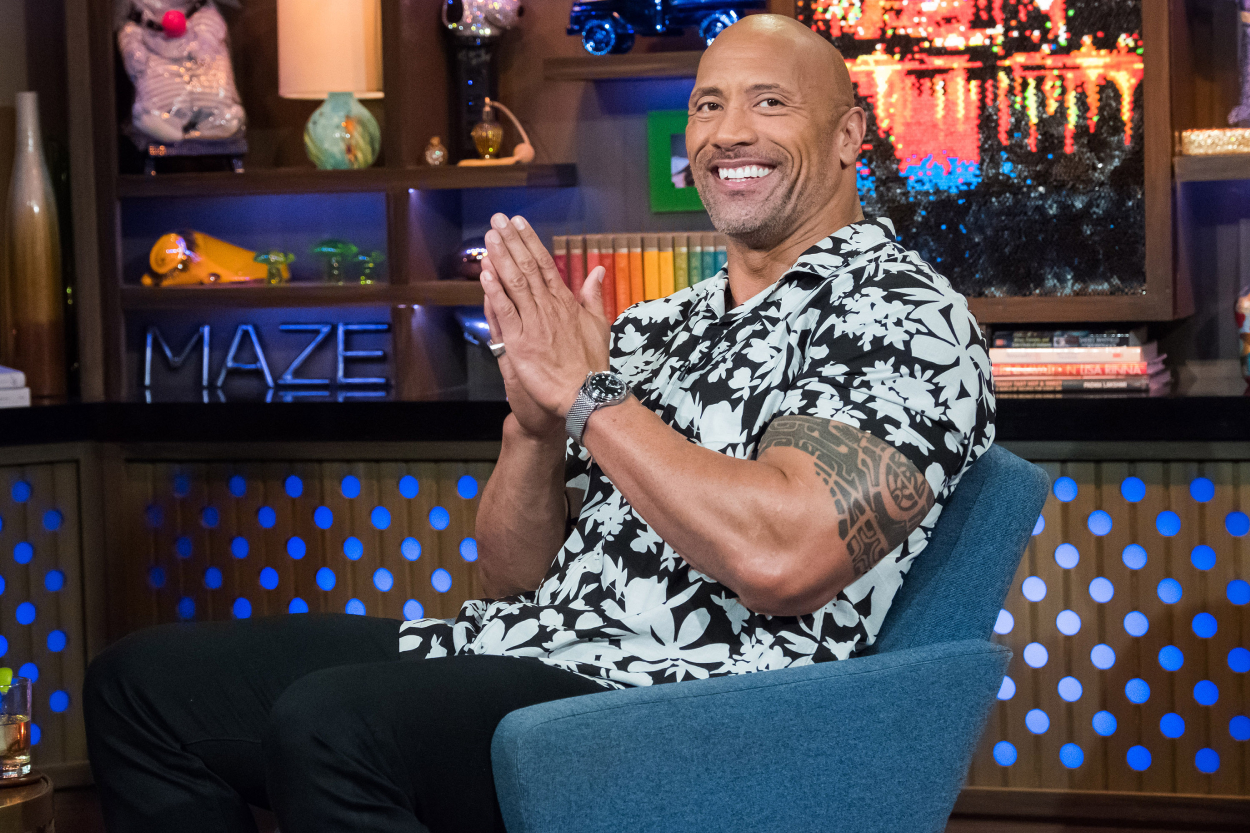 Actor and former college football player Dwayne 'The Rock' Johnson on Andy Cohen's talk show.