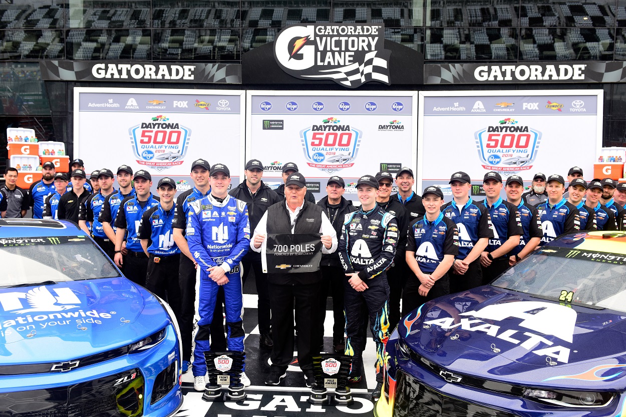 Members of the Hendrick Motorsports NASCAR Cup Series team ahead of the 2021 Daytona 500